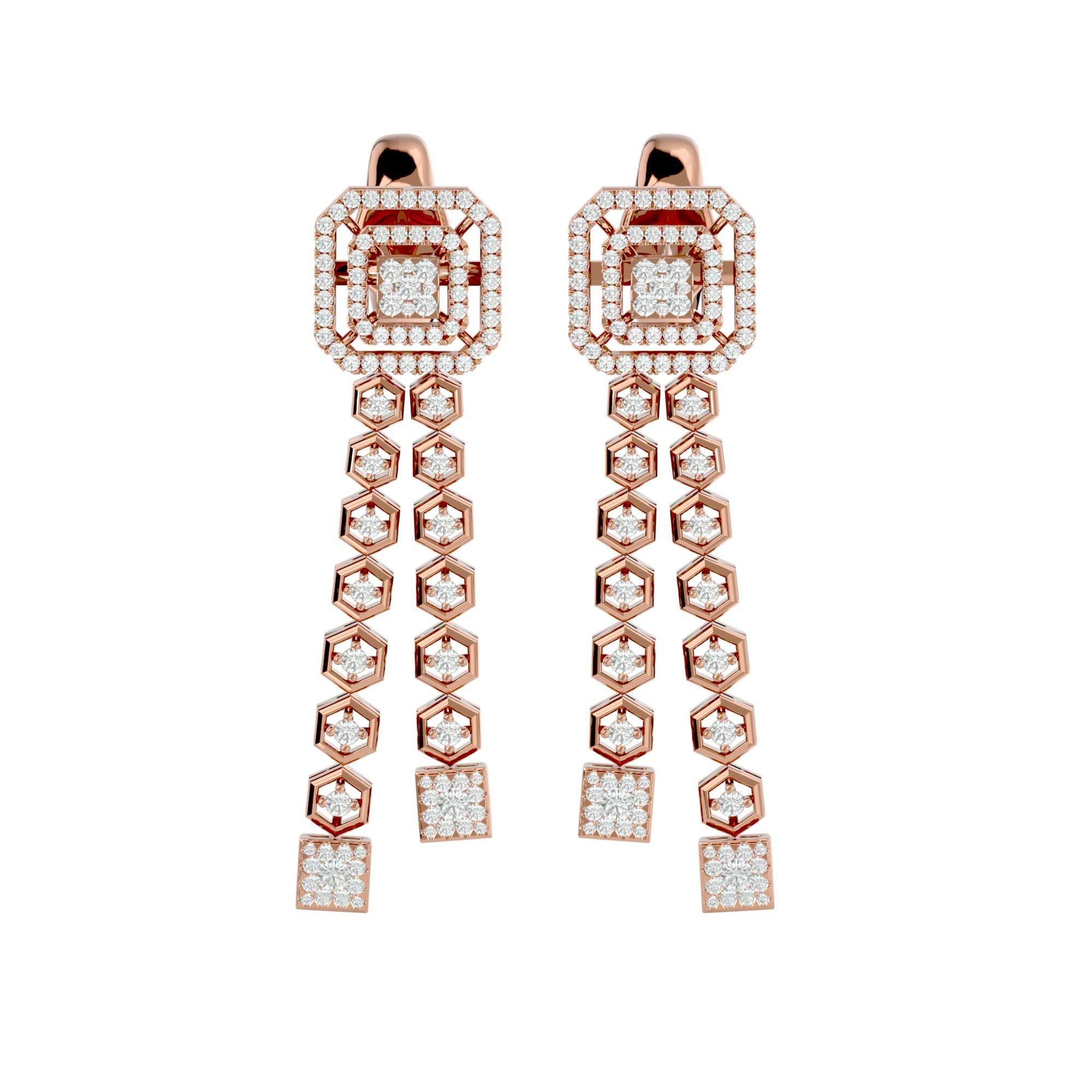 High Jewelry Diamond Necklace Earrings Set stl jcd render 3D print model_21