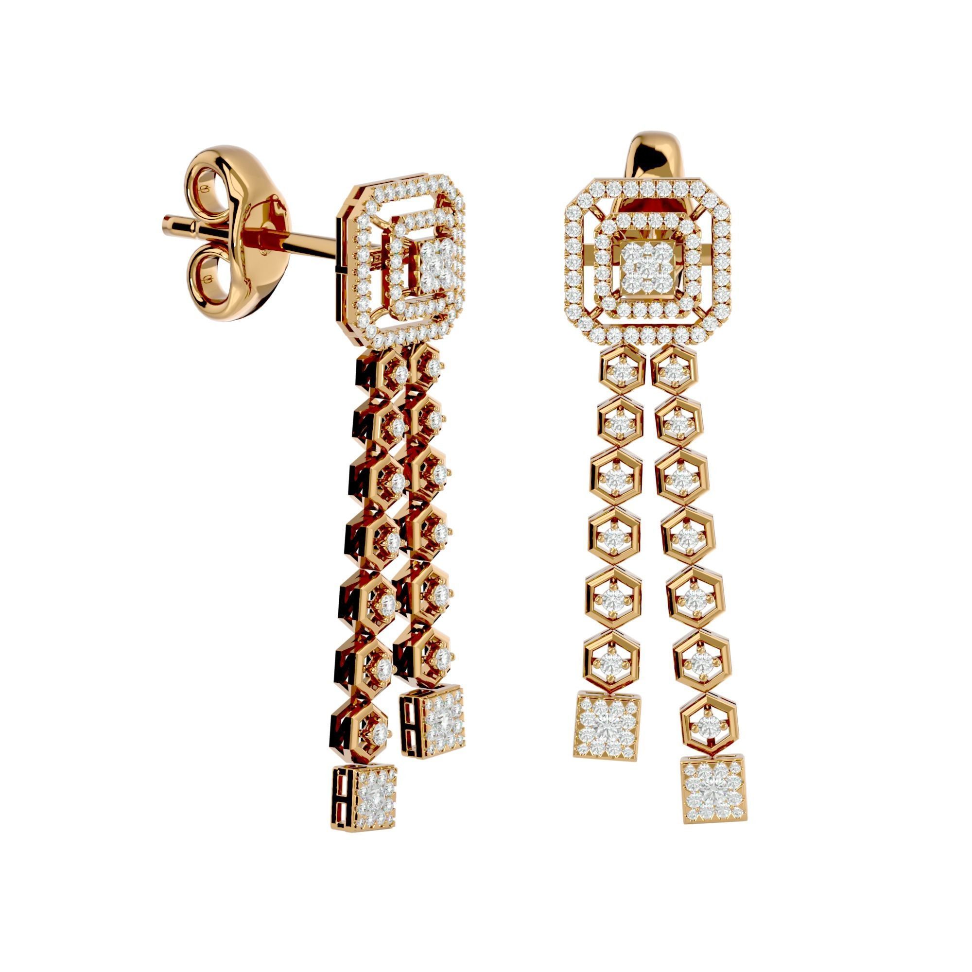 High Jewelry Diamond Necklace Earrings Set stl jcd render 3D print model_14