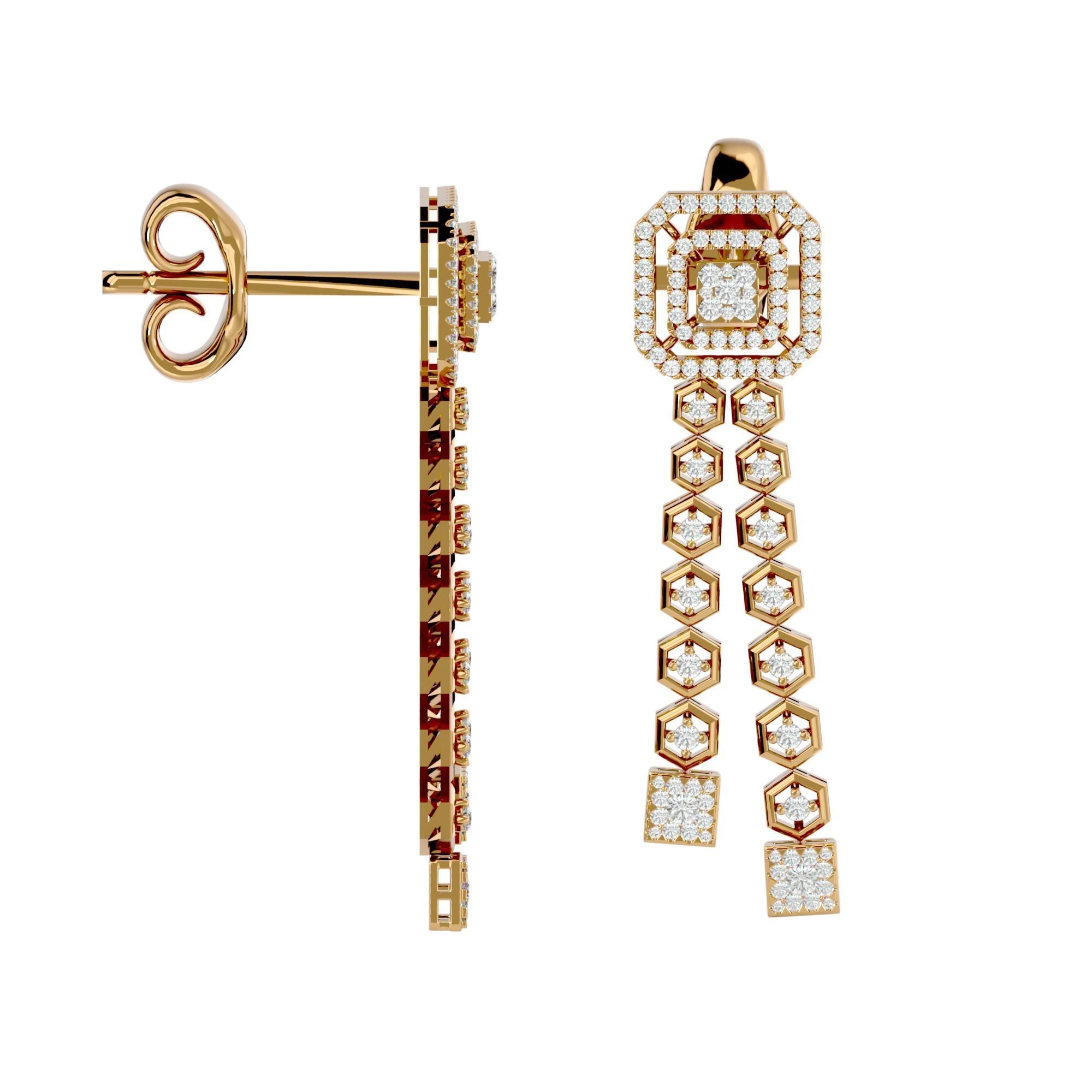 High Jewelry Diamond Necklace Earrings Set stl jcd render 3D print model_16