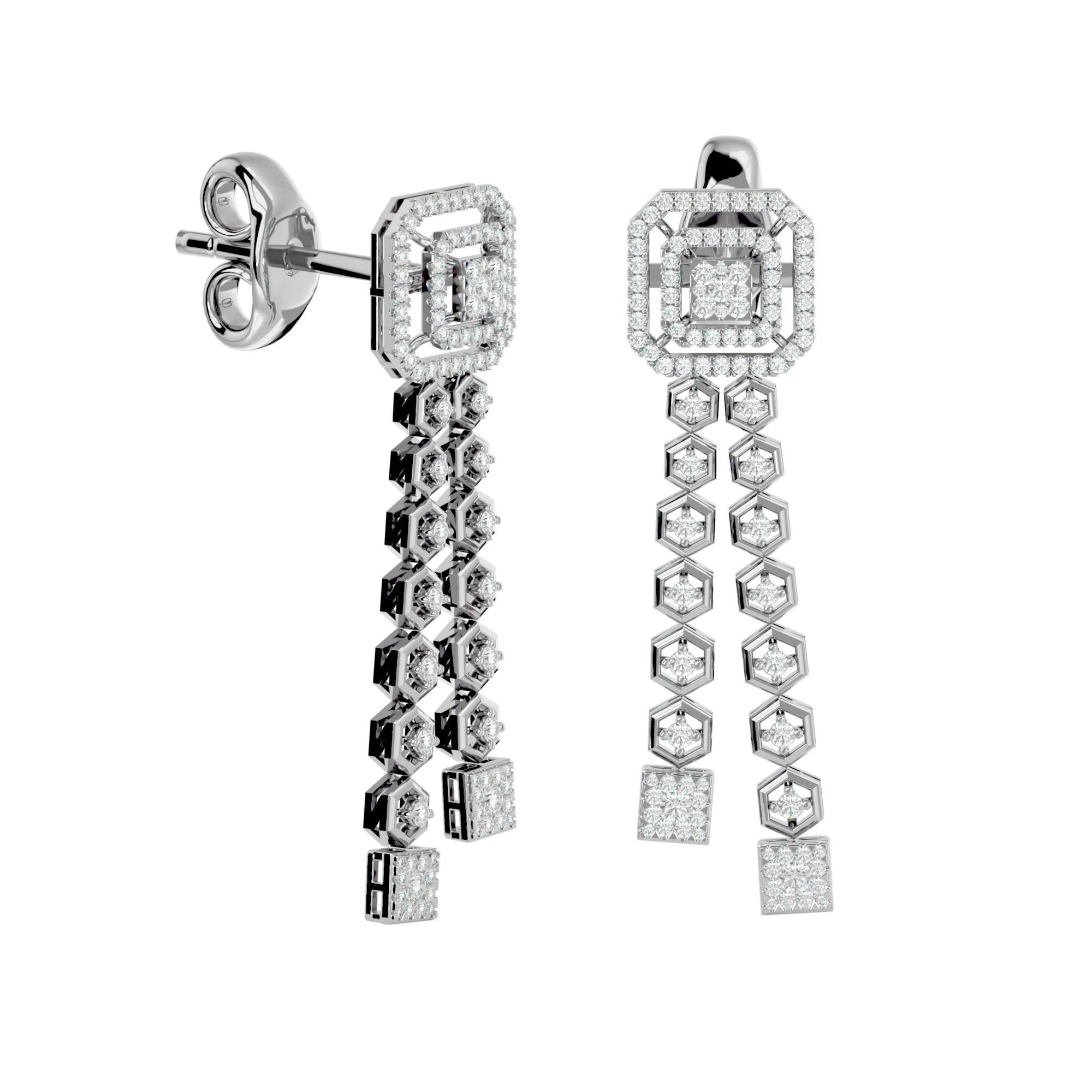 High Jewelry Diamond Necklace Earrings Set stl jcd render 3D print model_13