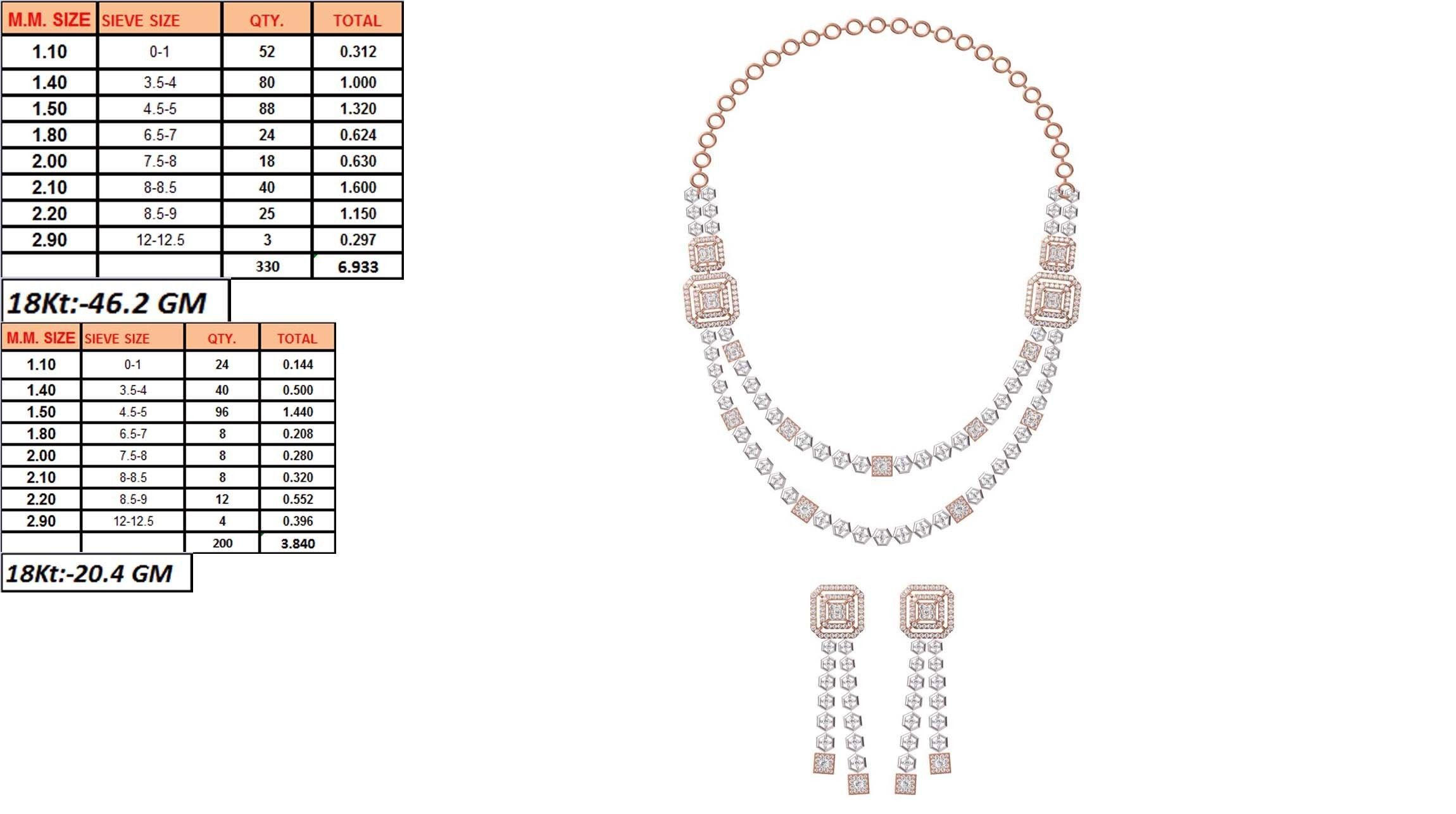 High Jewelry Diamond Necklace Earrings Set stl jcd render 3D print model_1