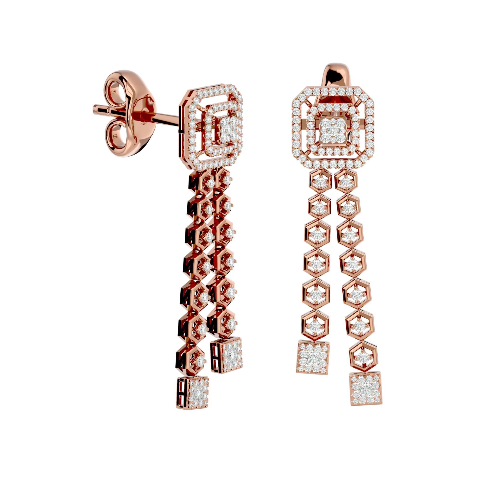 High Jewelry Diamond Necklace Earrings Set stl jcd render 3D print model_15