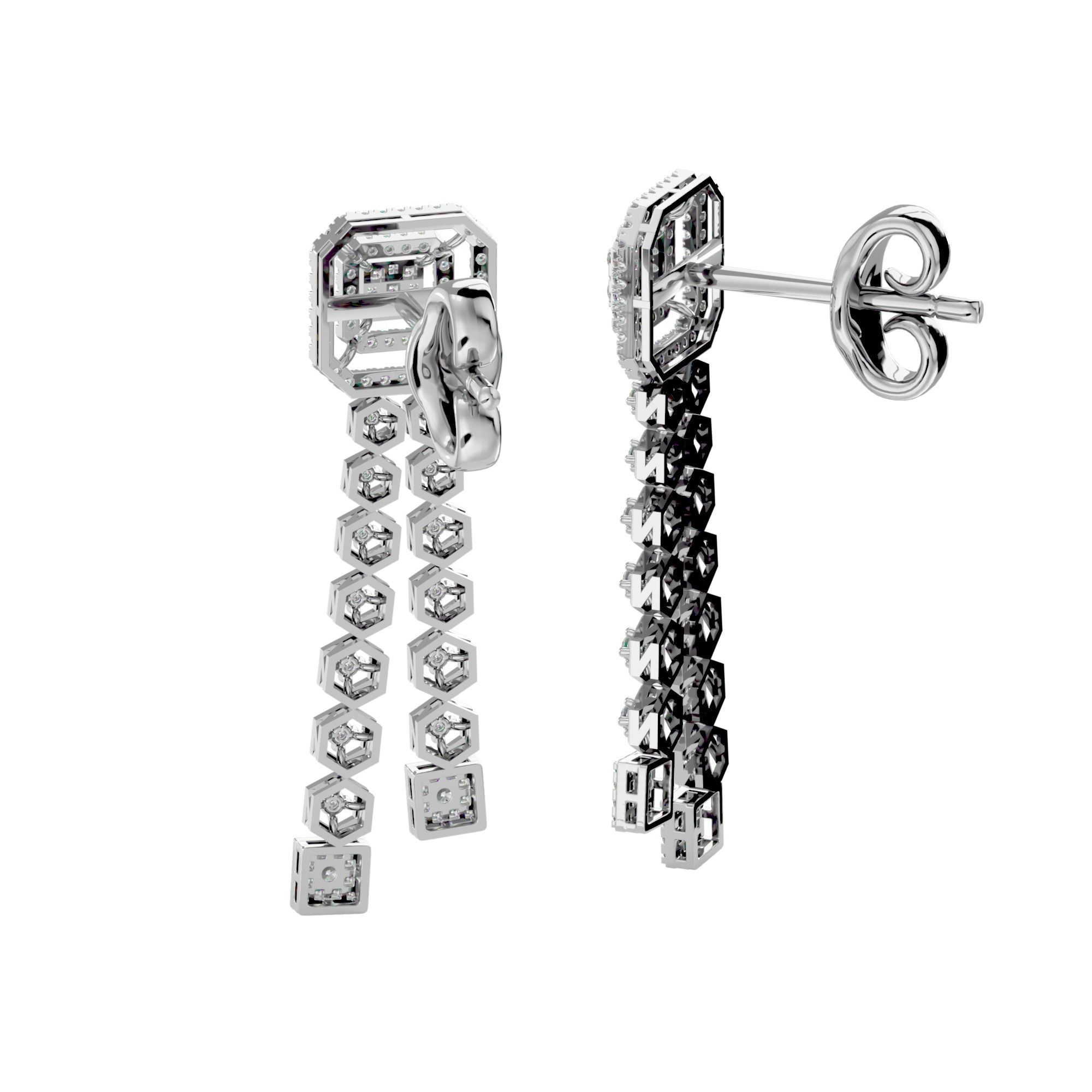 High Jewelry Diamond Necklace Earrings Set stl jcd render 3D print model_12