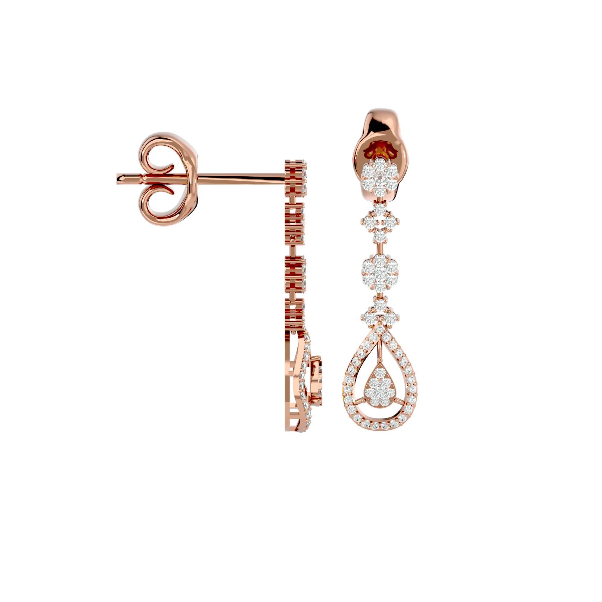 High Jewelry Diamond Necklace Earrings Set stl jcd render 3D print model_8