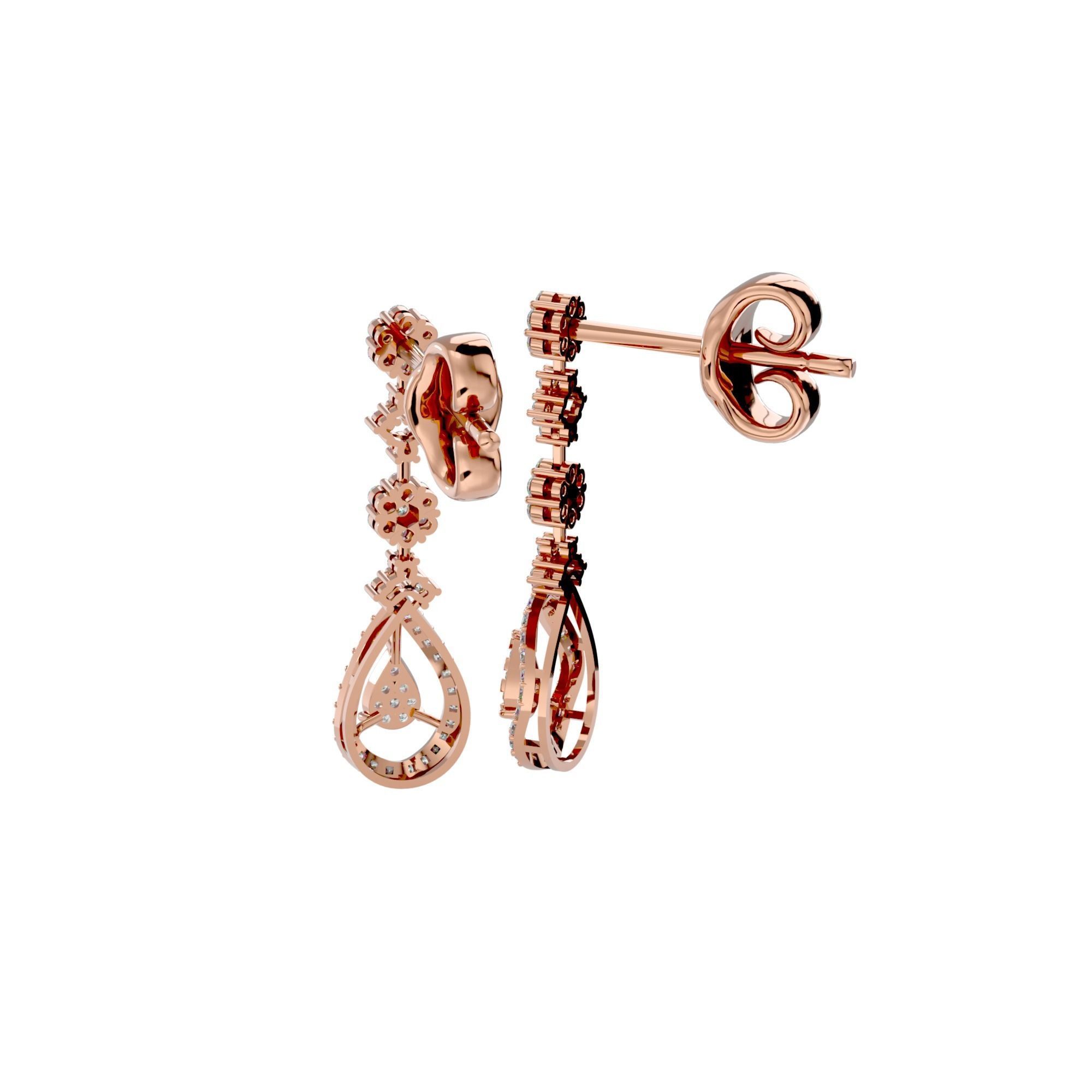 High Jewelry Diamond Necklace Earrings Set stl jcd render 3D print model_2