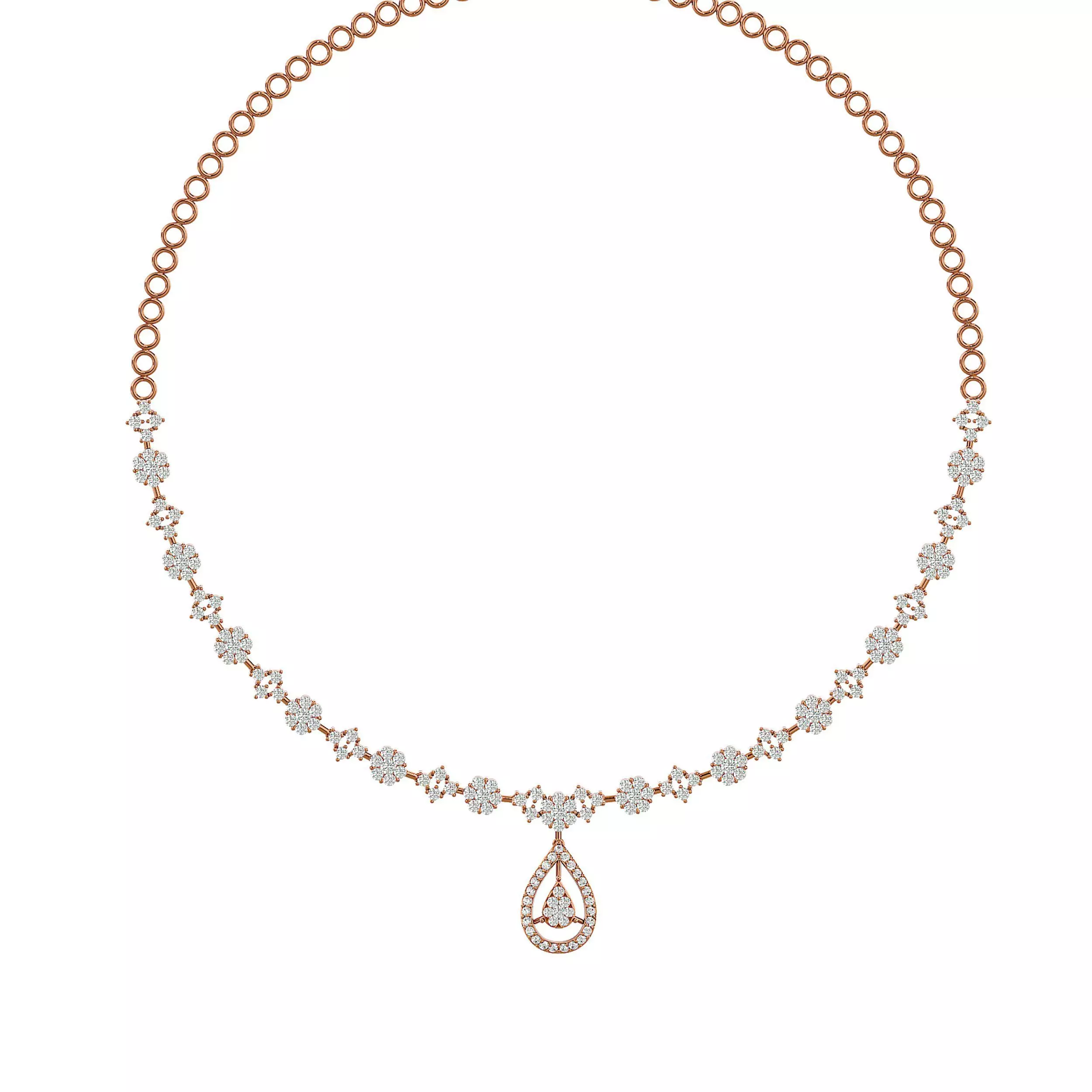 High Jewelry Diamond Necklace Earrings Set stl jcd render 3D print model_0