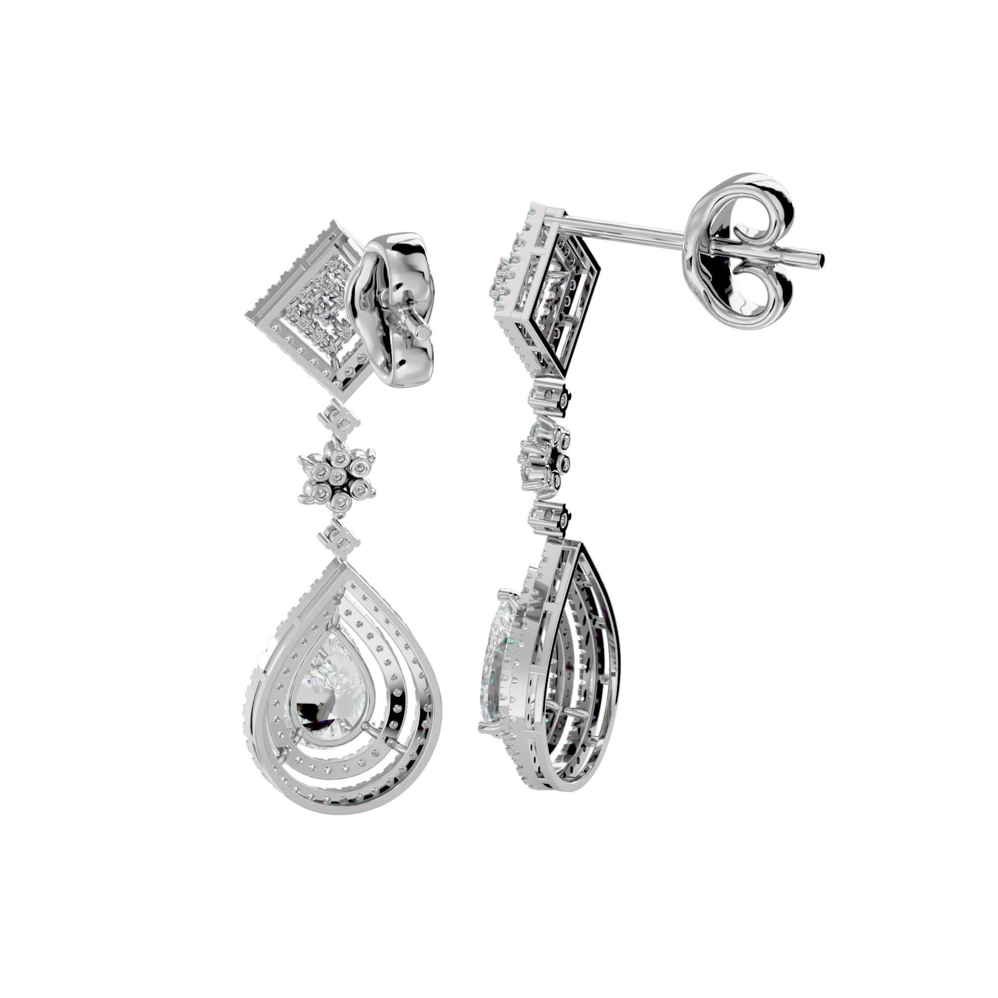 High Jewelry Diamond Necklace Earrings Set stl jcd render 3D print model_4