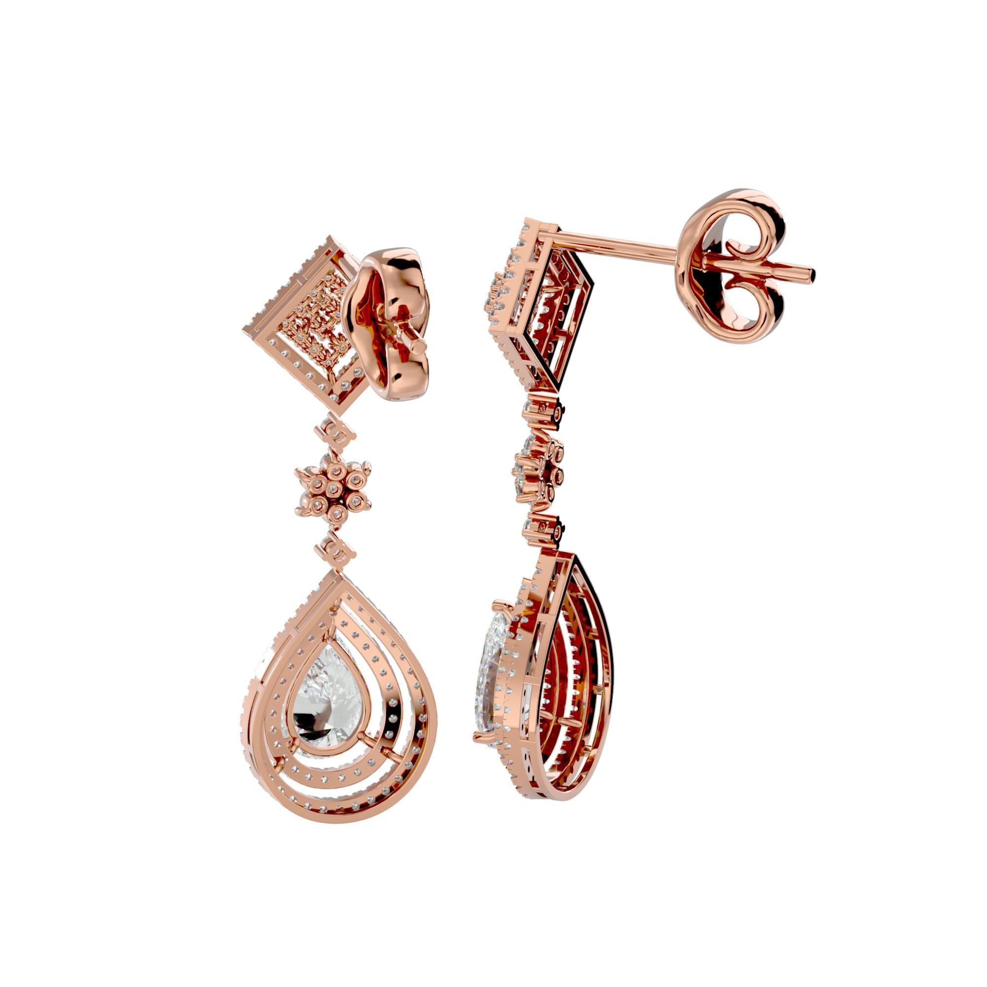 High Jewelry Diamond Necklace Earrings Set stl jcd render 3D print model_3