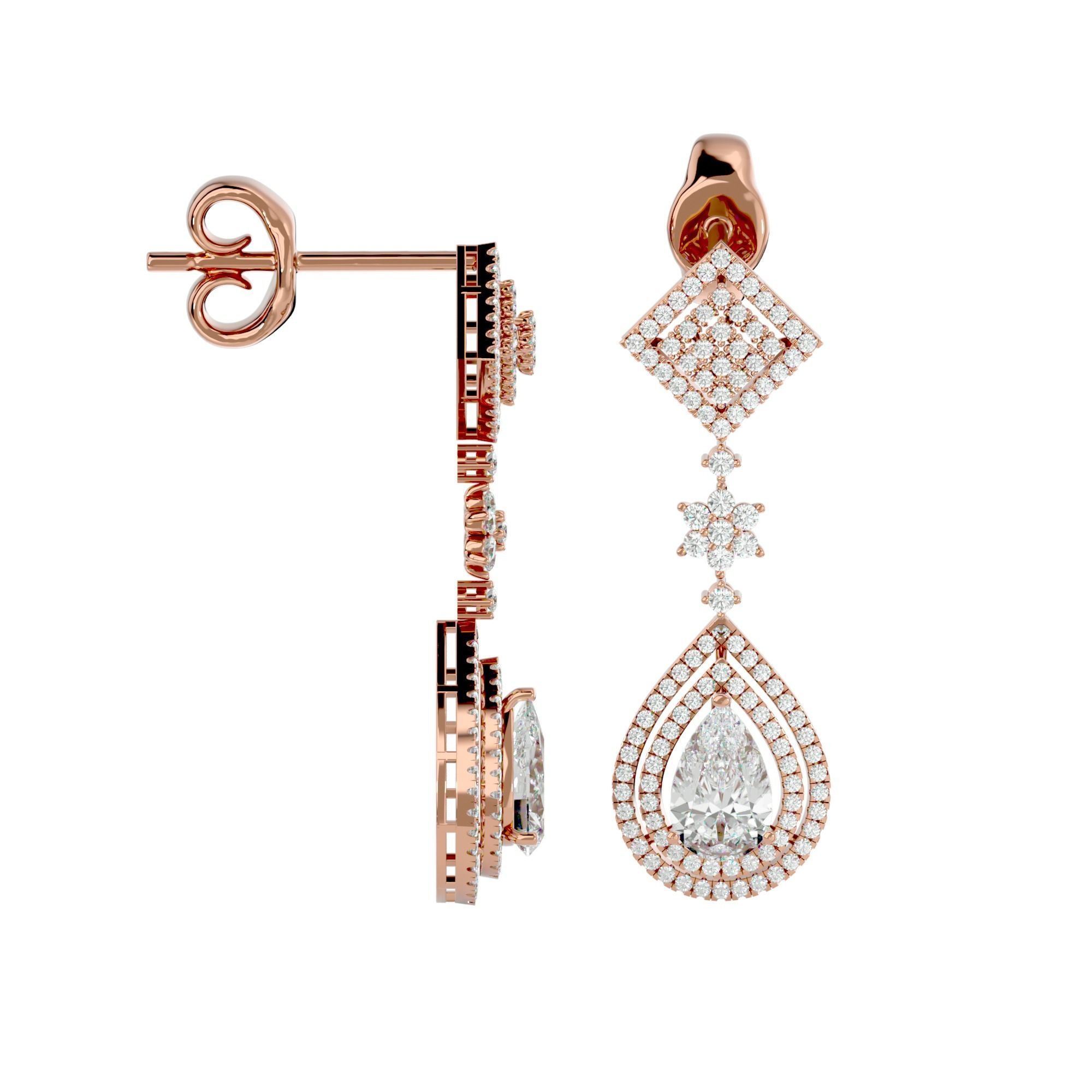 High Jewelry Diamond Necklace Earrings Set stl jcd render 3D print model_9