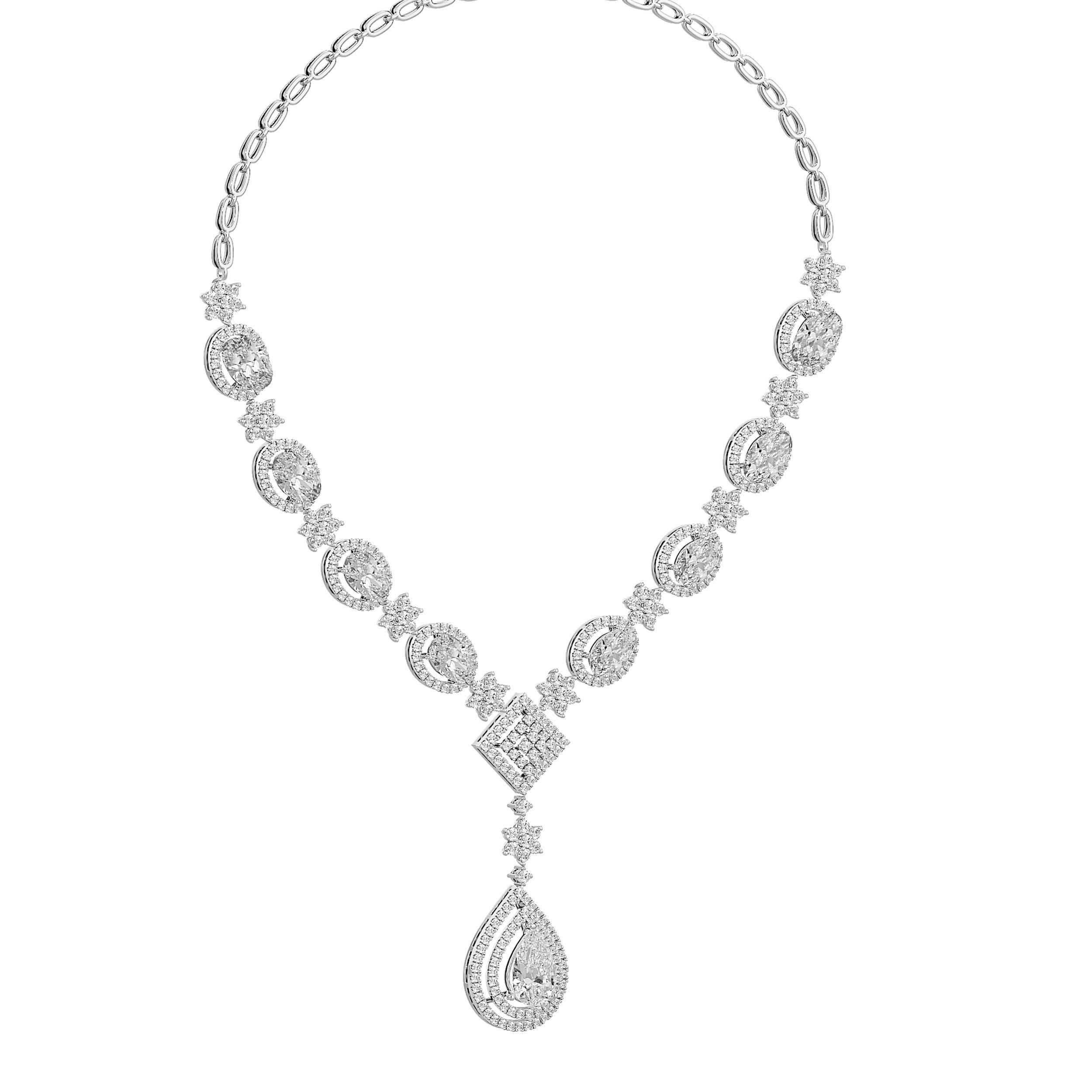 High Jewelry Diamond Necklace Earrings Set stl jcd render 3D print model_17