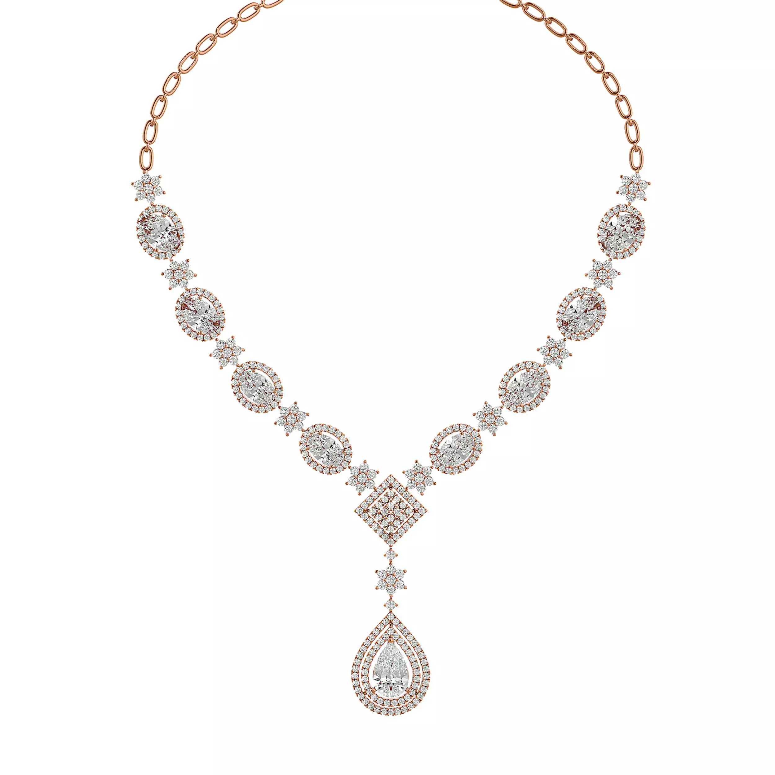 High Jewelry Diamond Necklace Earrings Set stl jcd render 3D print model_0