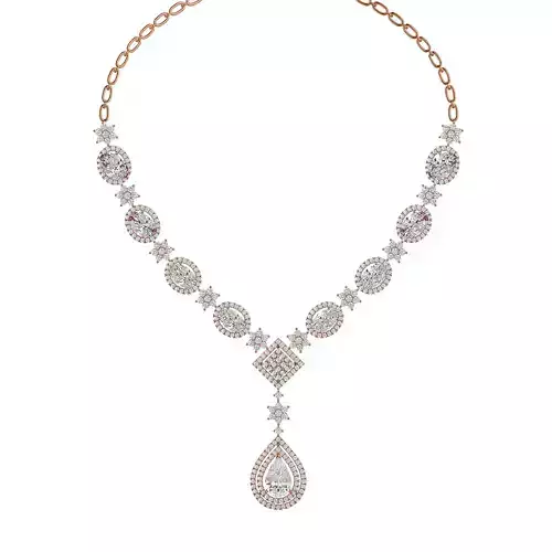 High Jewelry Diamond Necklace Earrings Set stl jcd render