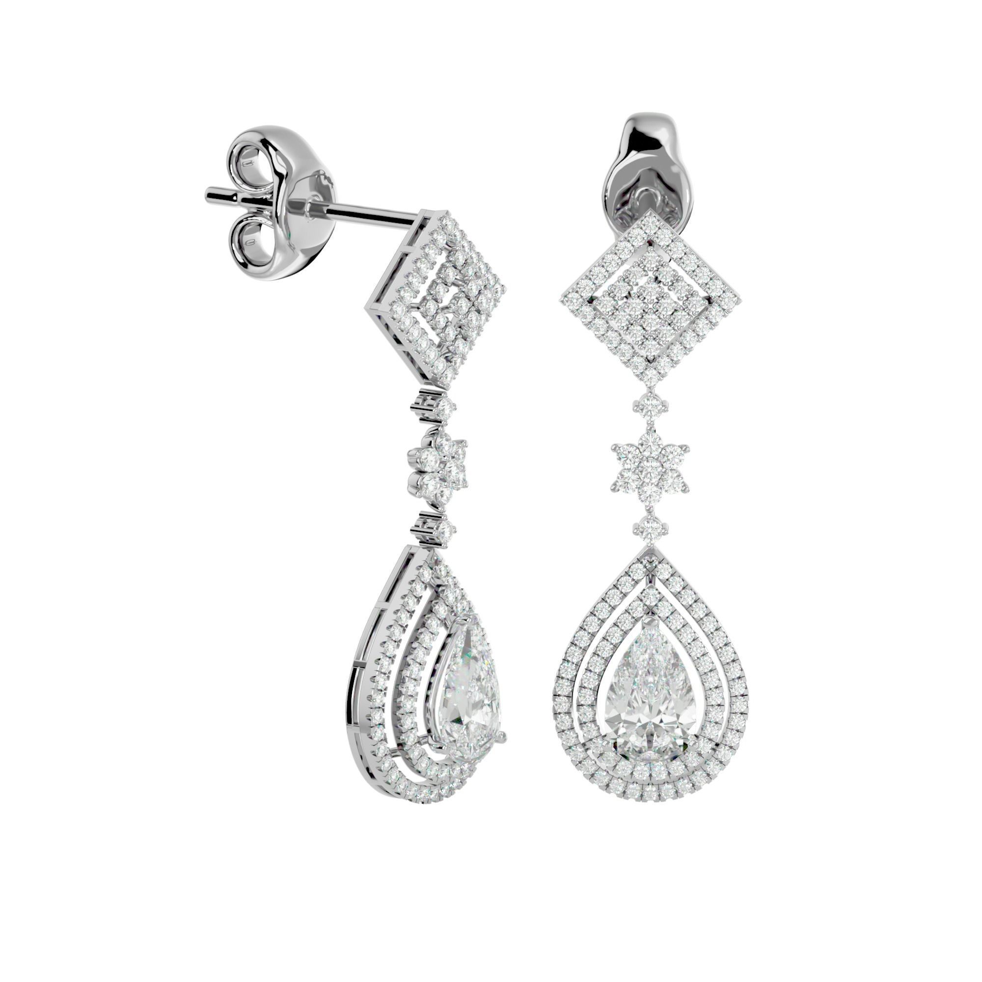 High Jewelry Diamond Necklace Earrings Set stl jcd render 3D print model_5