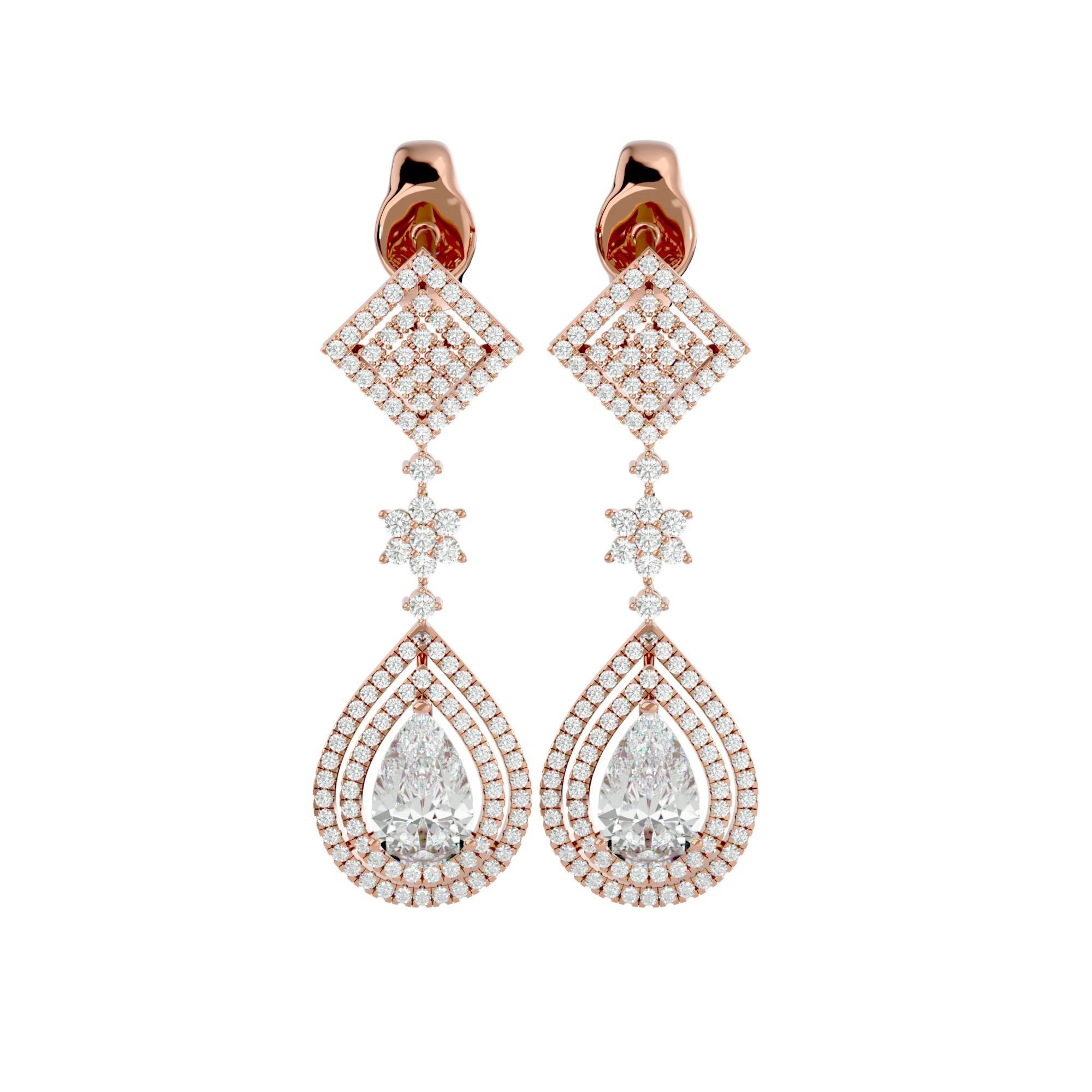 High Jewelry Diamond Necklace Earrings Set stl jcd render 3D print model_13