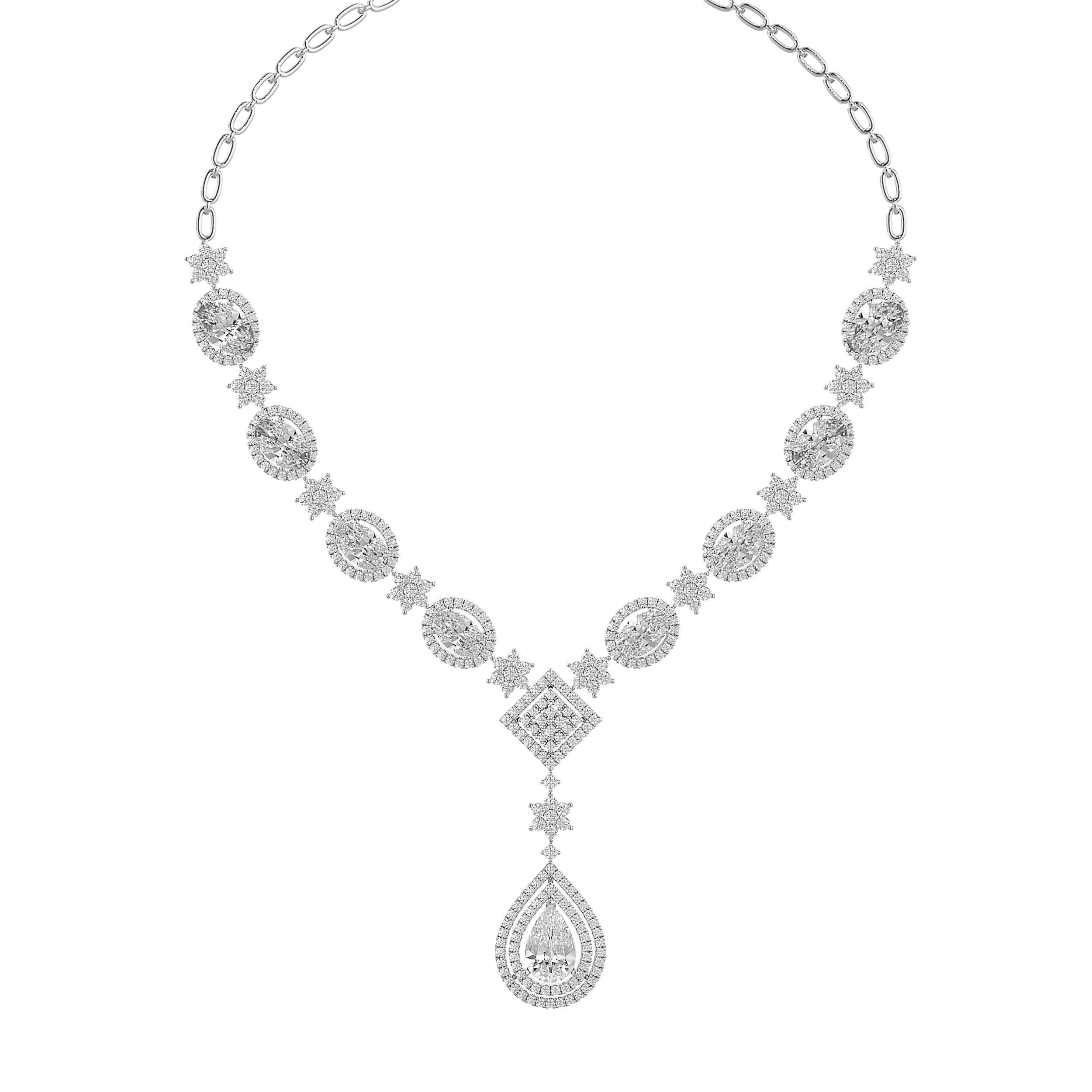 High Jewelry Diamond Necklace Earrings Set stl jcd render 3D print model_16