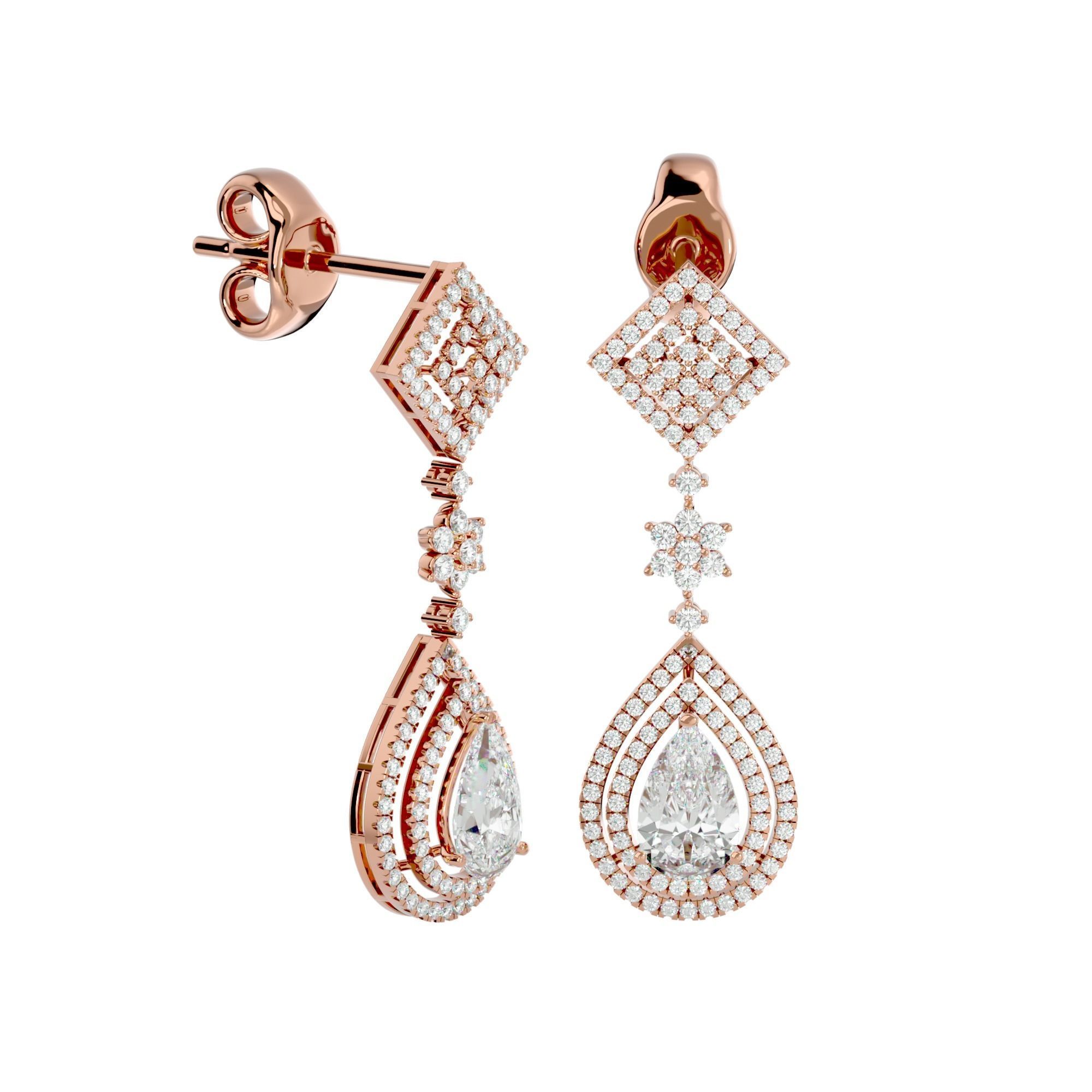 High Jewelry Diamond Necklace Earrings Set stl jcd render 3D print model_7