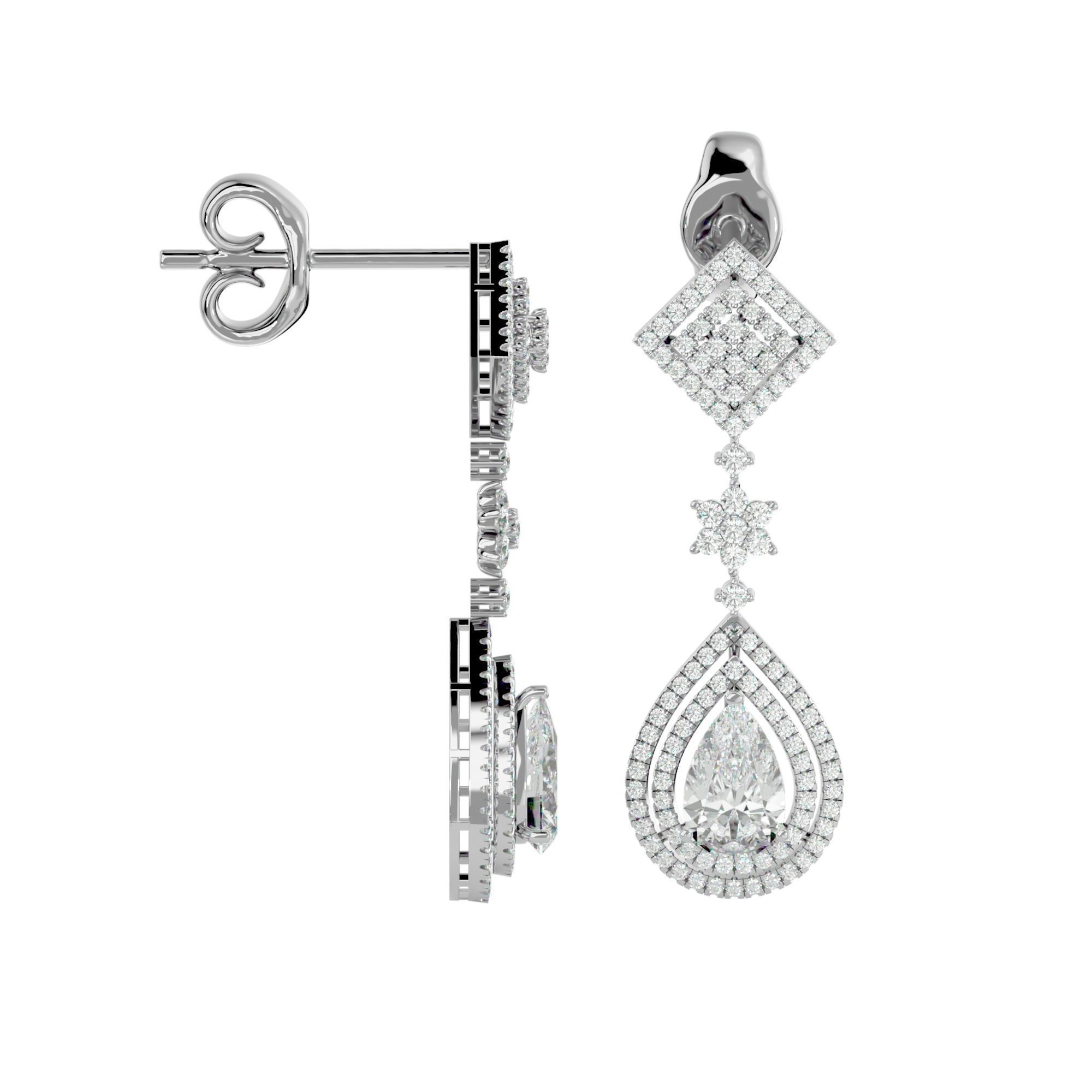 High Jewelry Diamond Necklace Earrings Set stl jcd render 3D print model_10