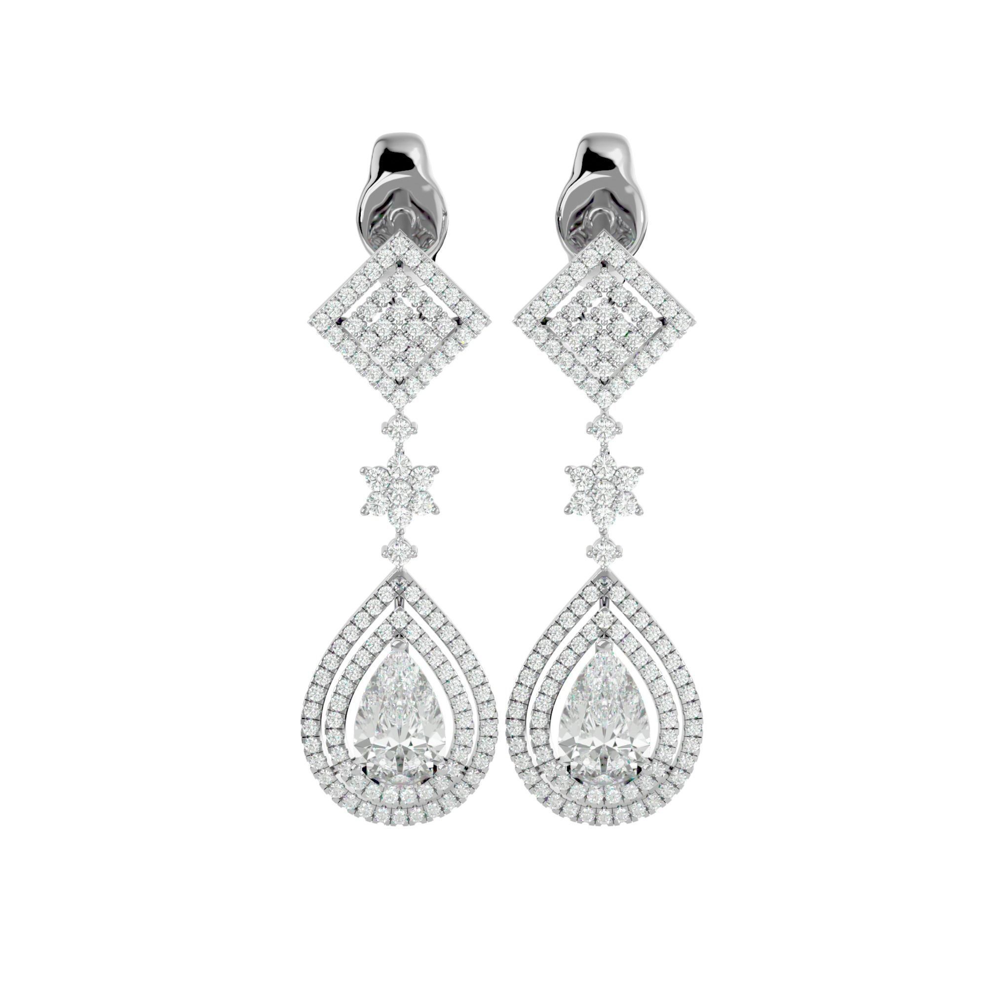 High Jewelry Diamond Necklace Earrings Set stl jcd render 3D print model_11