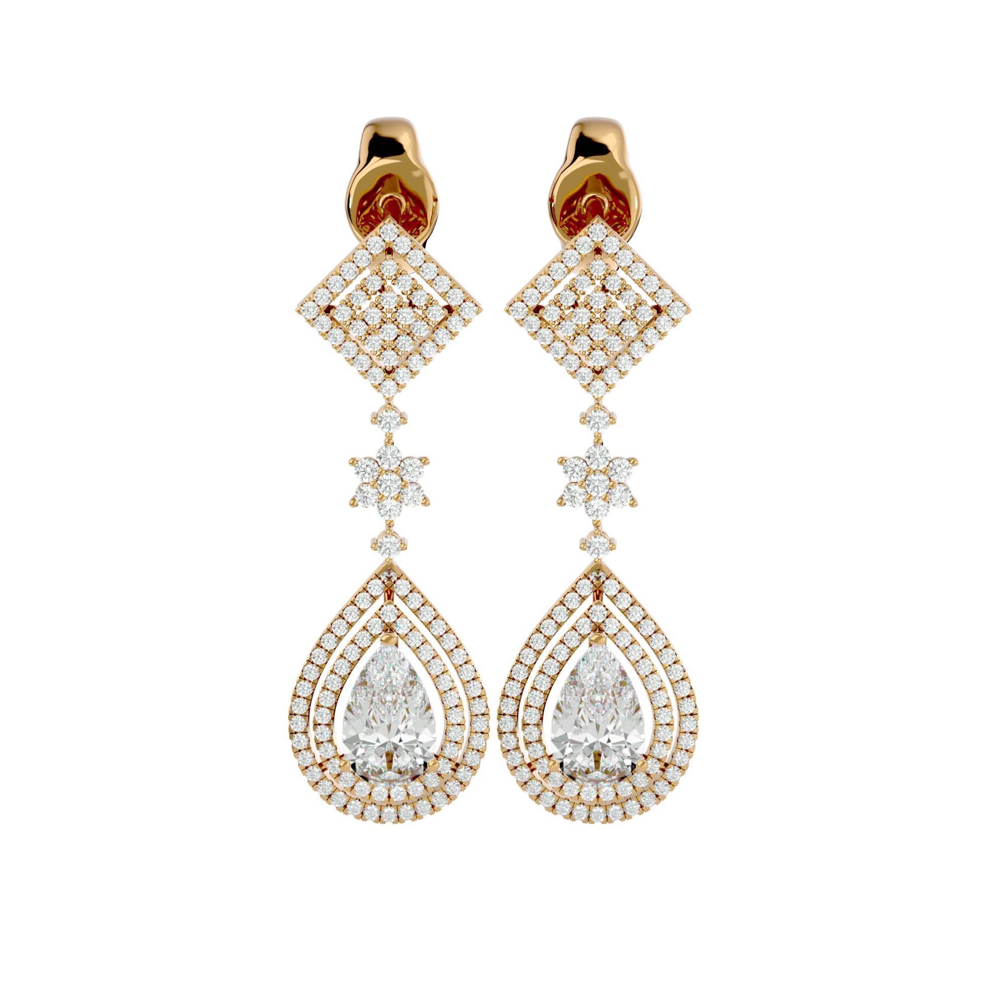 High Jewelry Diamond Necklace Earrings Set stl jcd render 3D print model_12