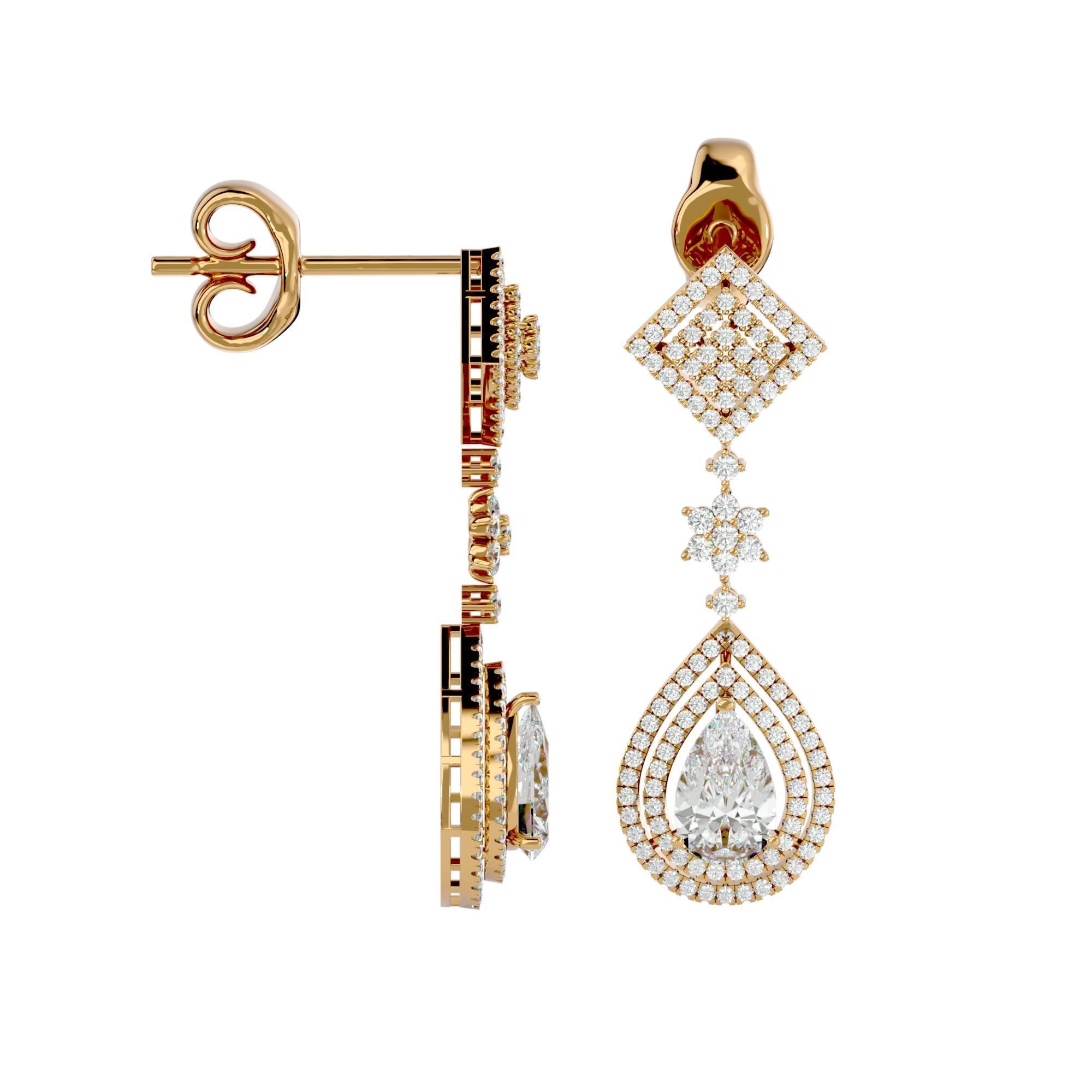 High Jewelry Diamond Necklace Earrings Set stl jcd render 3D print model_8