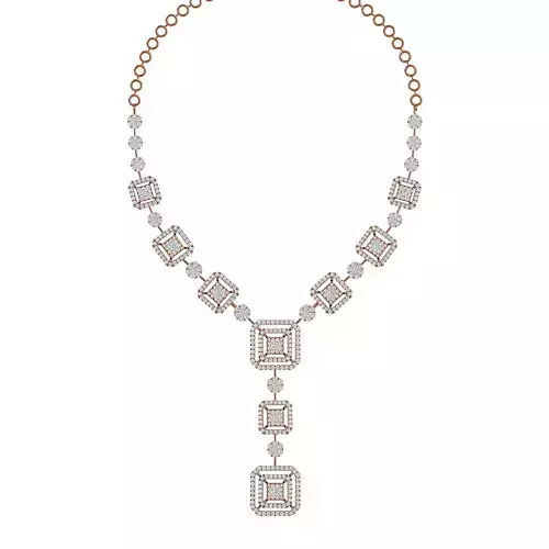 High Jewelry Diamond Necklace Earrings Set stl jcd render
