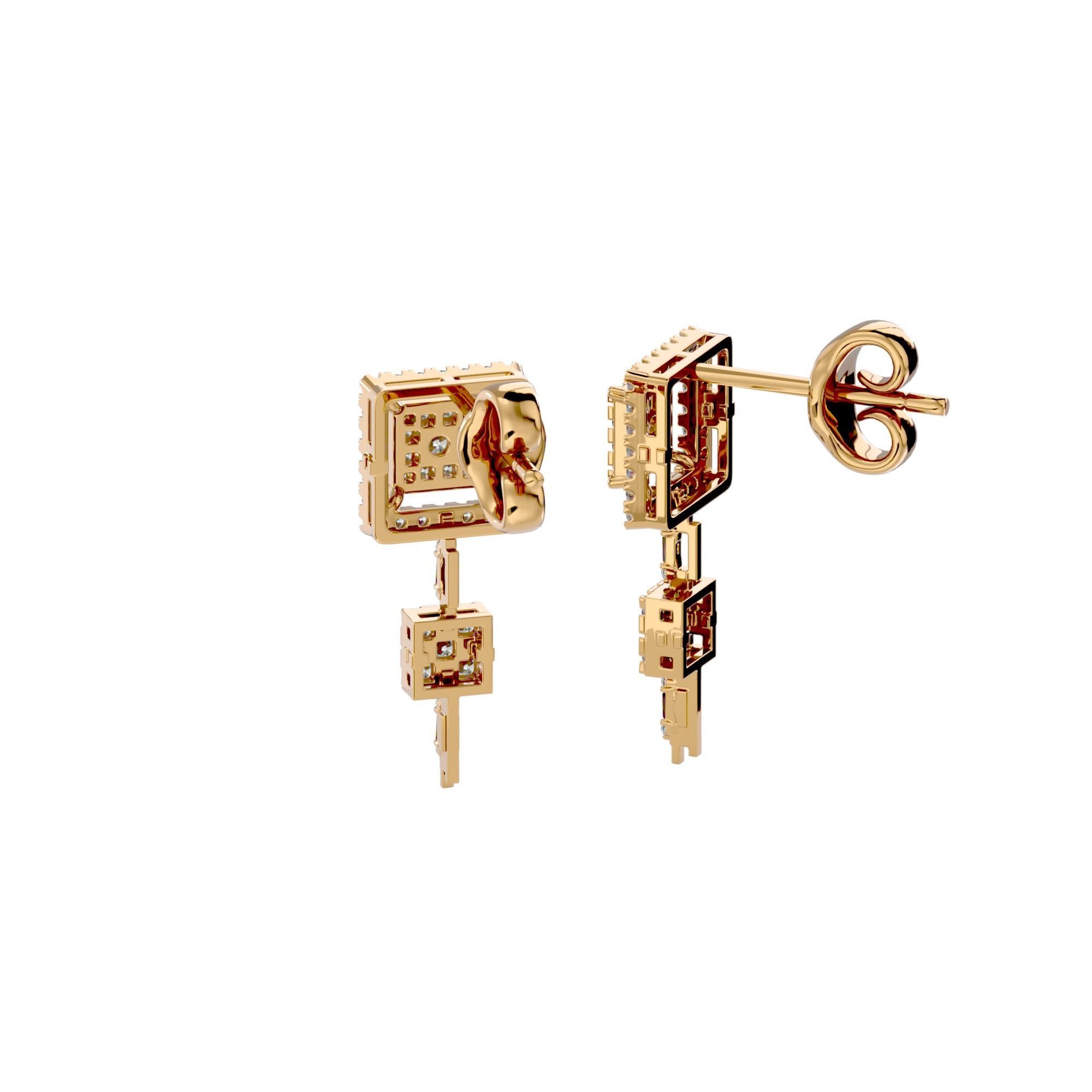 High Jewelry Diamond Necklace Earrings Set stl jcd render 3D print model_1