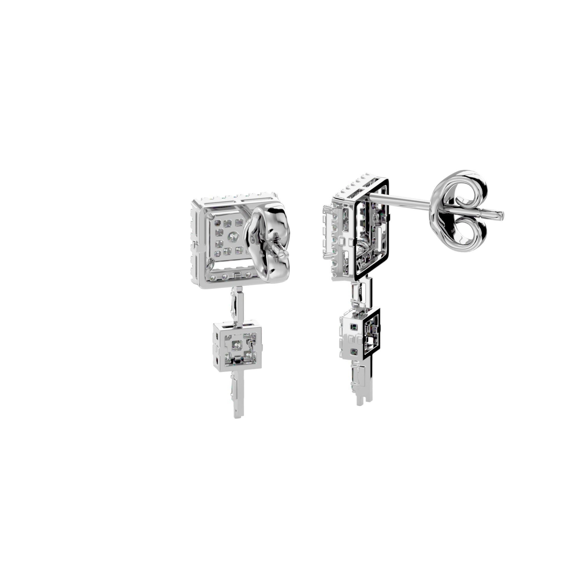 High Jewelry Diamond Necklace Earrings Set stl jcd render 3D print model_3