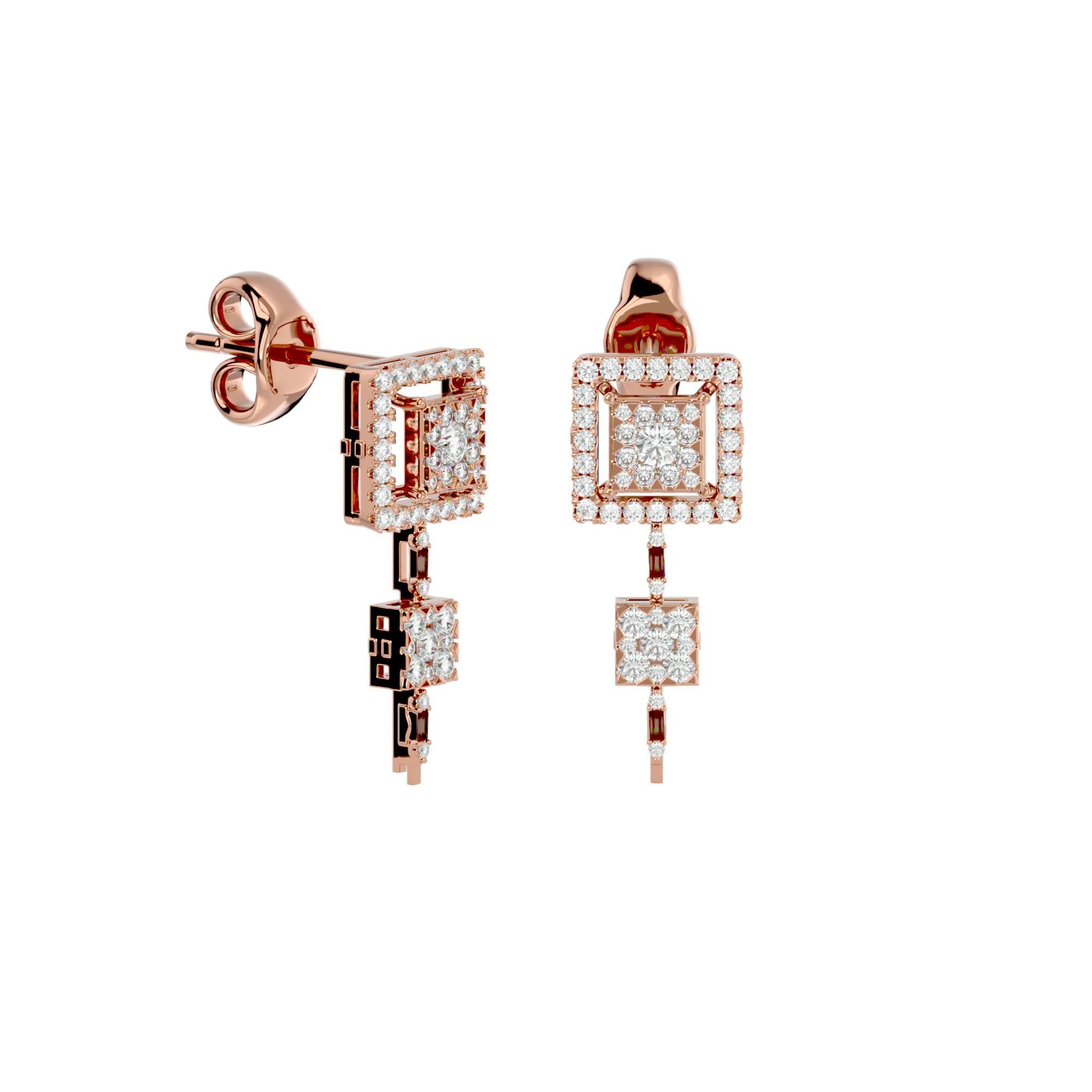 High Jewelry Diamond Necklace Earrings Set stl jcd render 3D print model_6