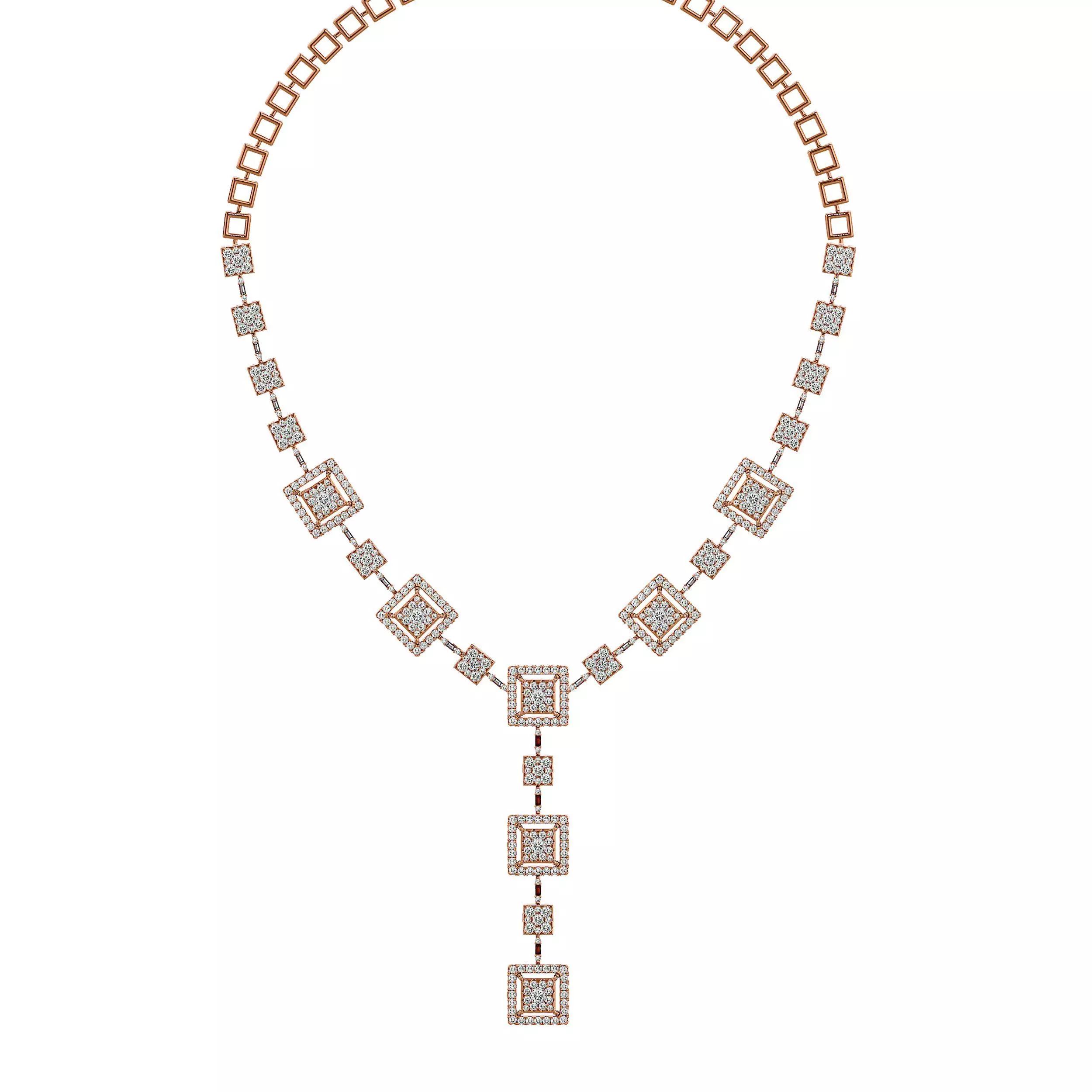 High Jewelry Diamond Necklace Earrings Set stl jcd render 3D print model_0