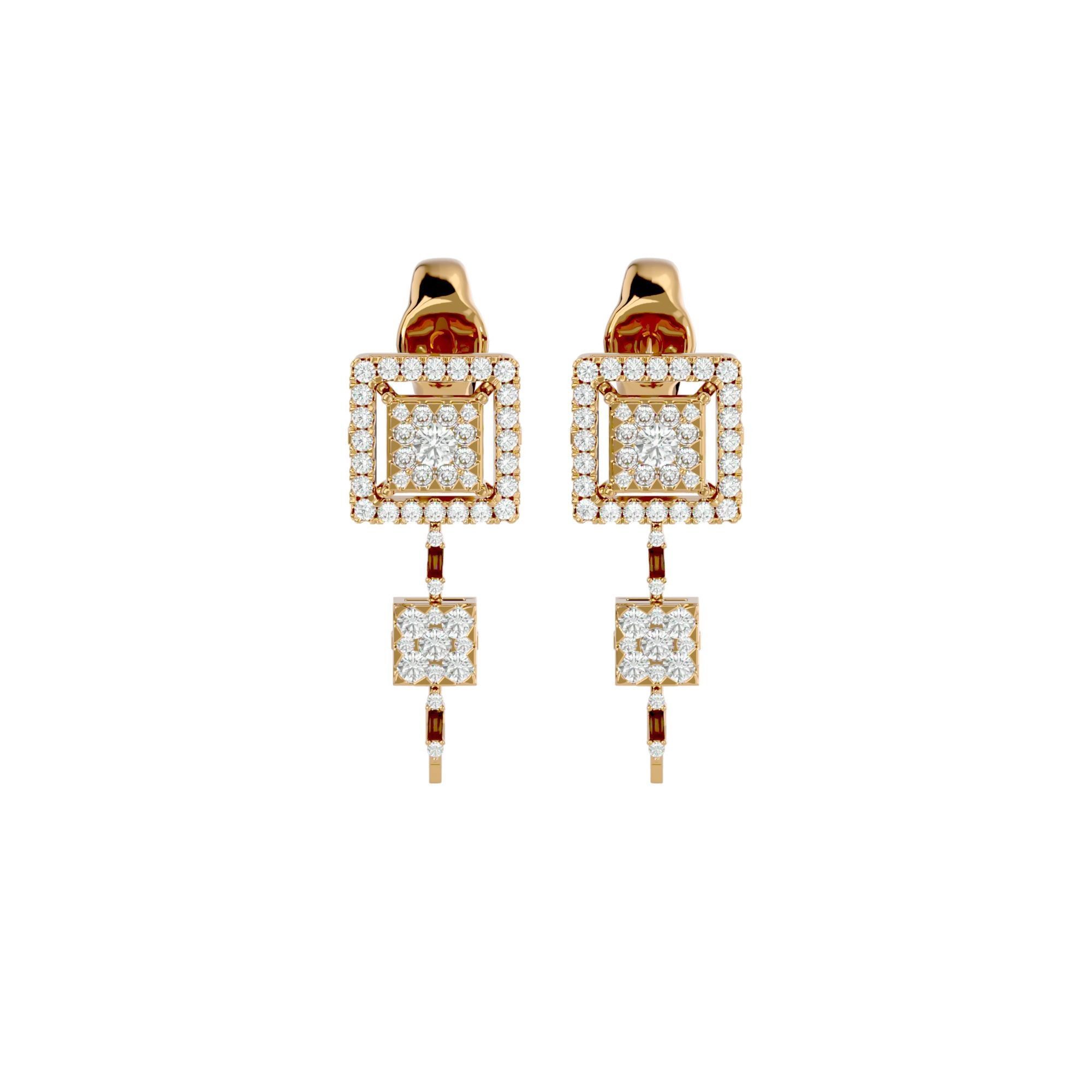 High Jewelry Diamond Necklace Earrings Set stl jcd render 3D print model_11