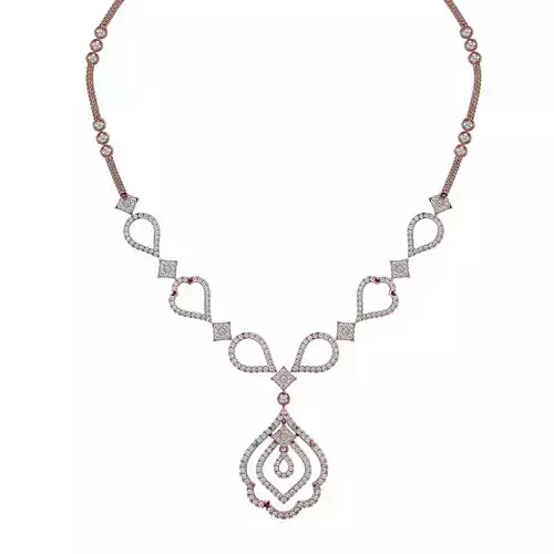 High Jewelry Diamond Necklace Earrings Set stl jcd render