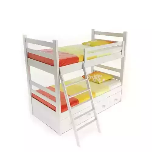 Twin Size Bunk Bed 3D model