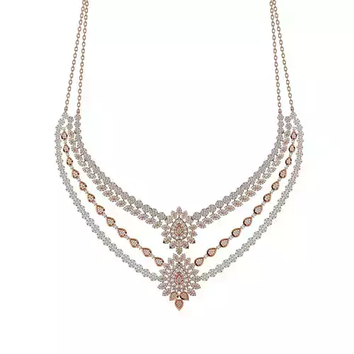 High Jewelry Diamond Necklace Earrings Set stl jcd render