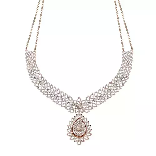 High Jewelry Diamond Necklace Earrings Set stl jcd render