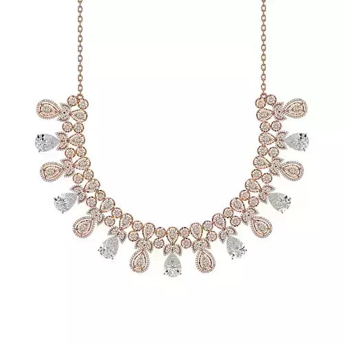 High Jewelry Diamond Necklace Earrings Set stl jcd render