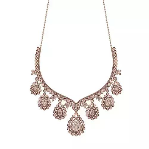 High Jewelry Diamond Necklace Earrings Set stl jcd render