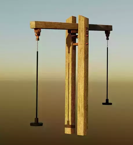 Swing for kids installed on a wooden balancing pole