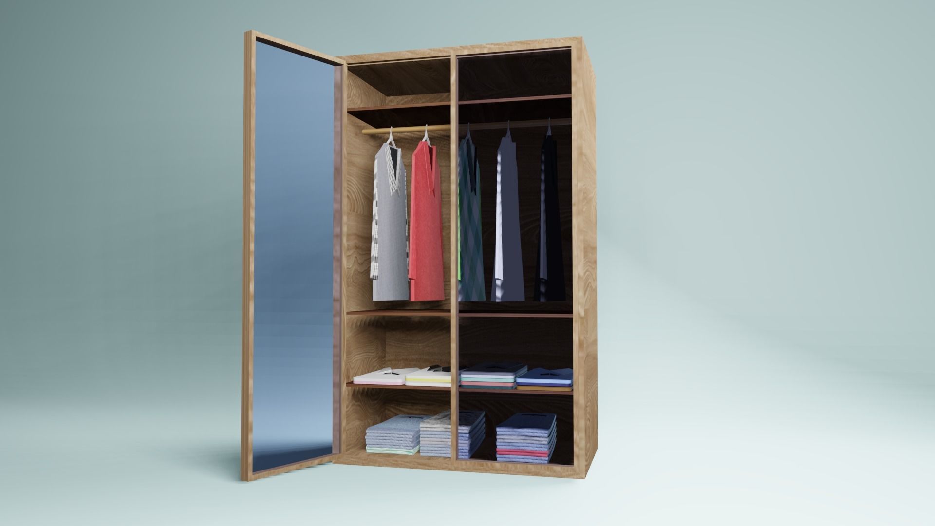 3D modeling of a wooden bedroom wardrobe Free 3D model_1