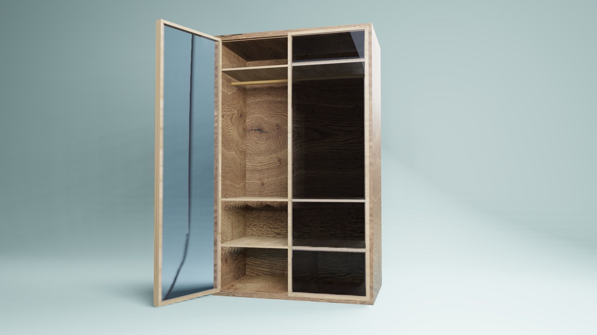 3D modeling of a wooden bedroom wardrobe Free 3D model_3