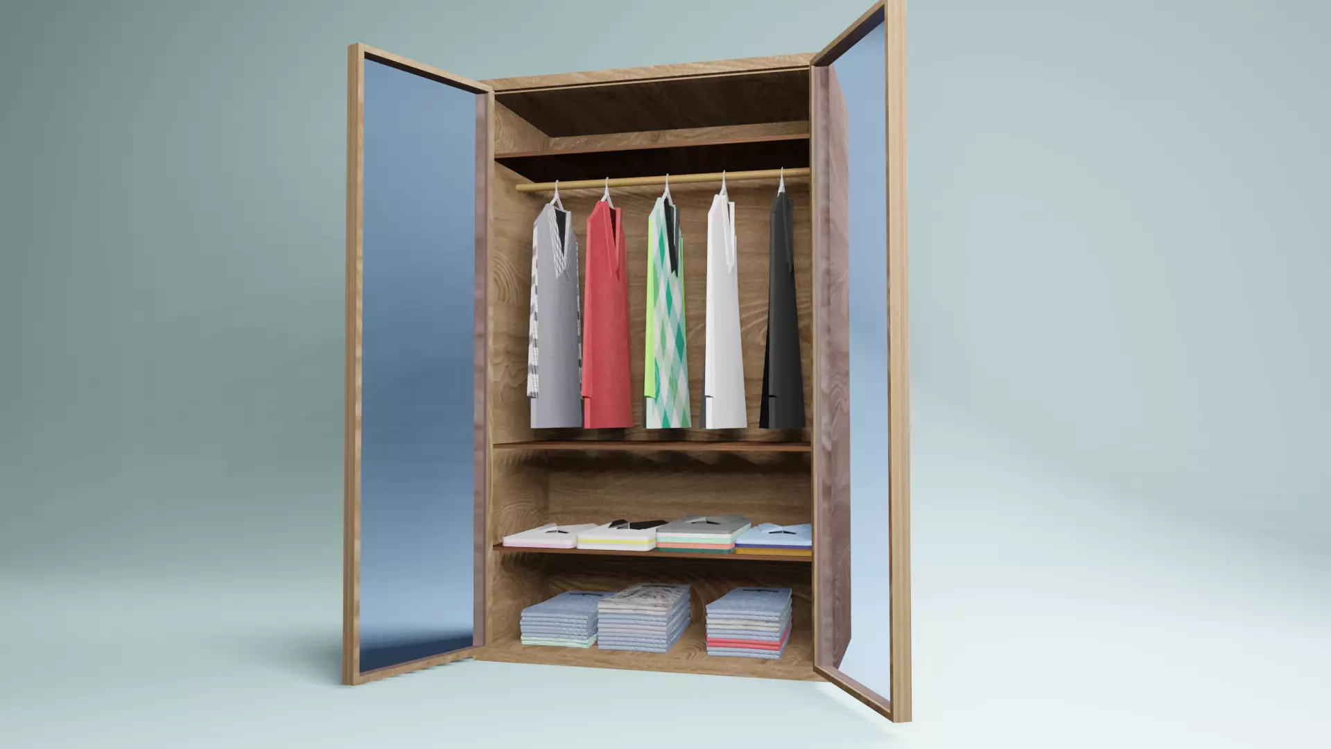 3D modeling of a wooden bedroom wardrobe Free 3D model_0
