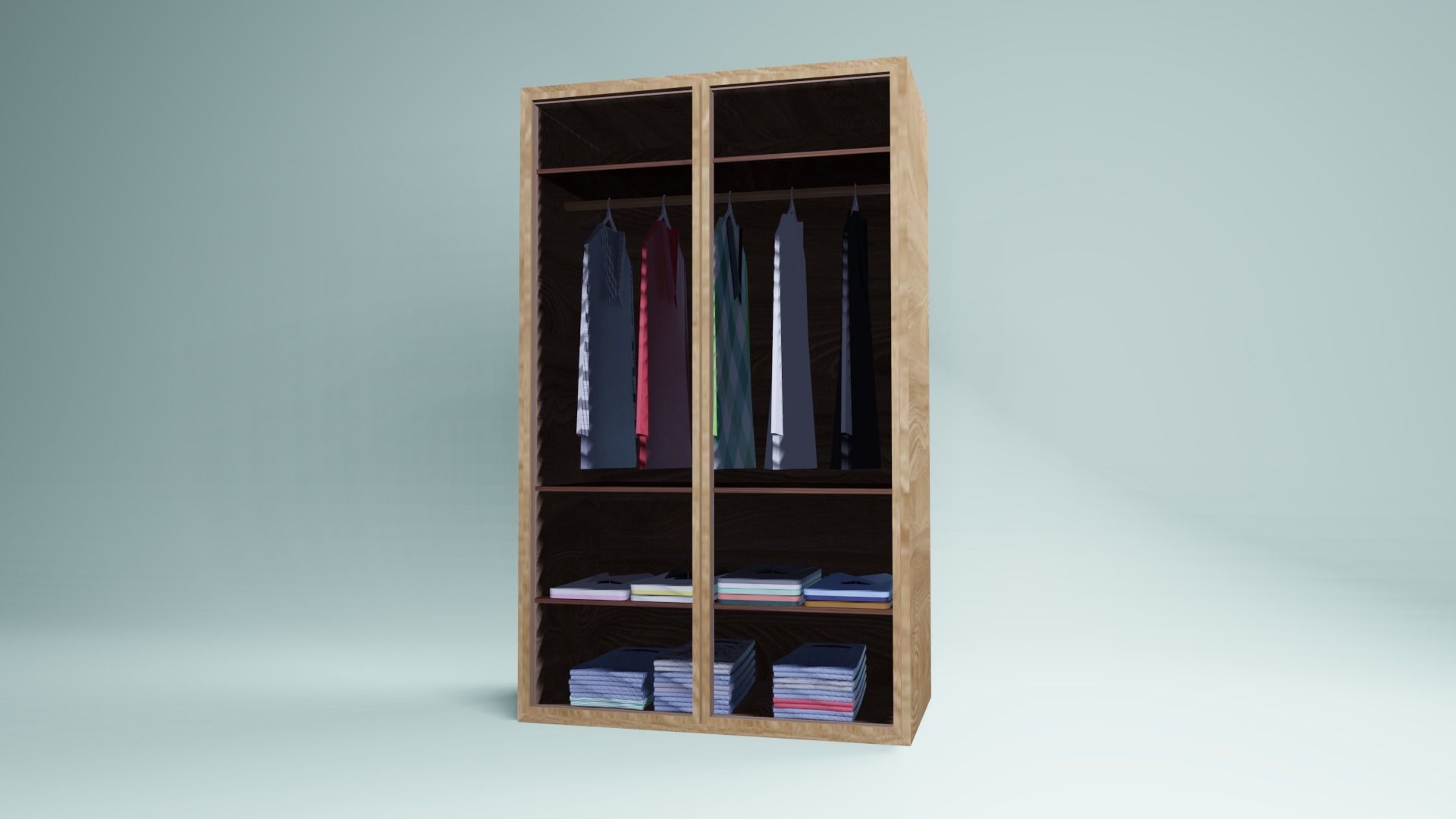 3D modeling of a wooden bedroom wardrobe Free 3D model_2