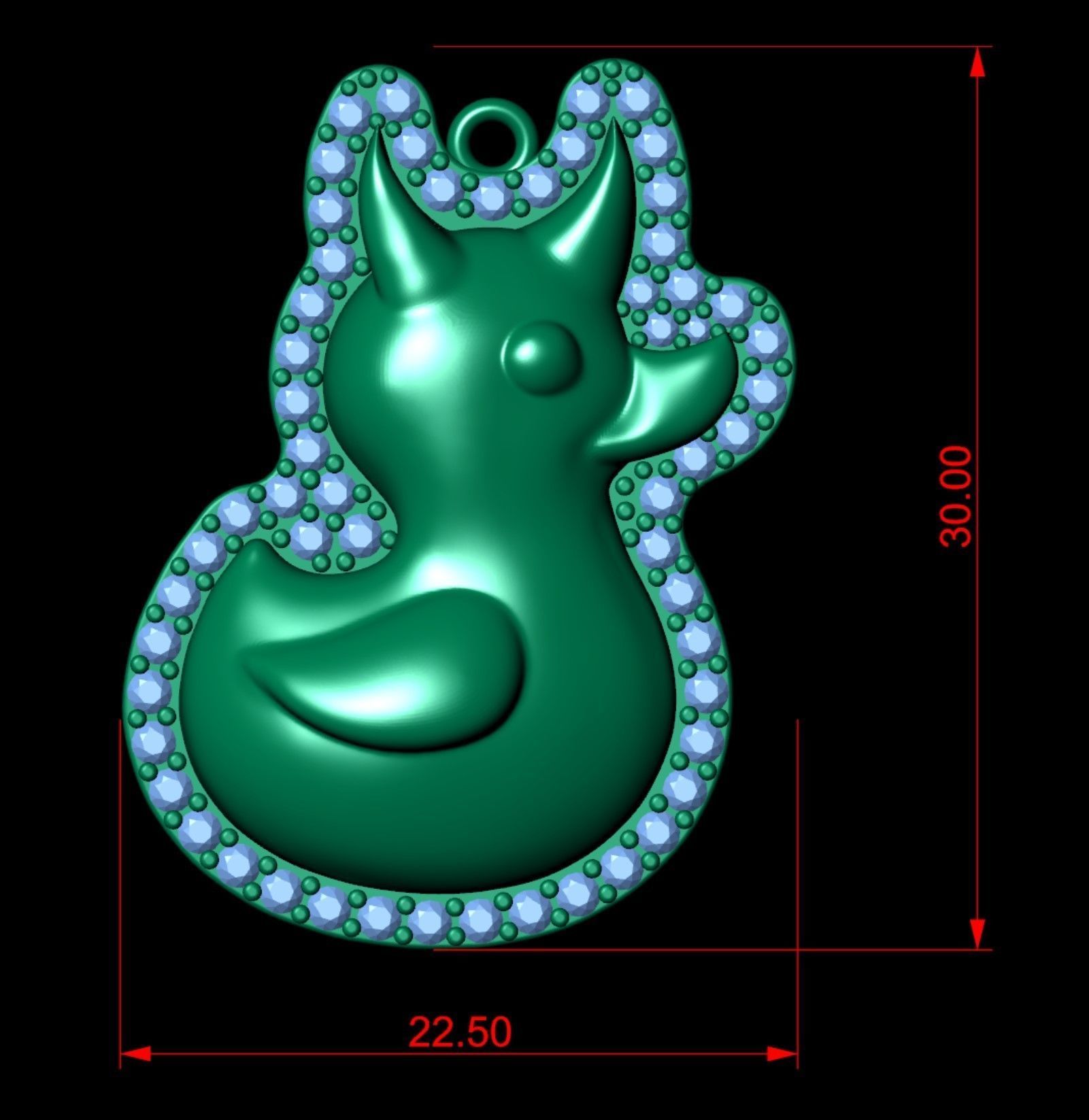 Duck With Horns Diamond Pendant  3D print model_5