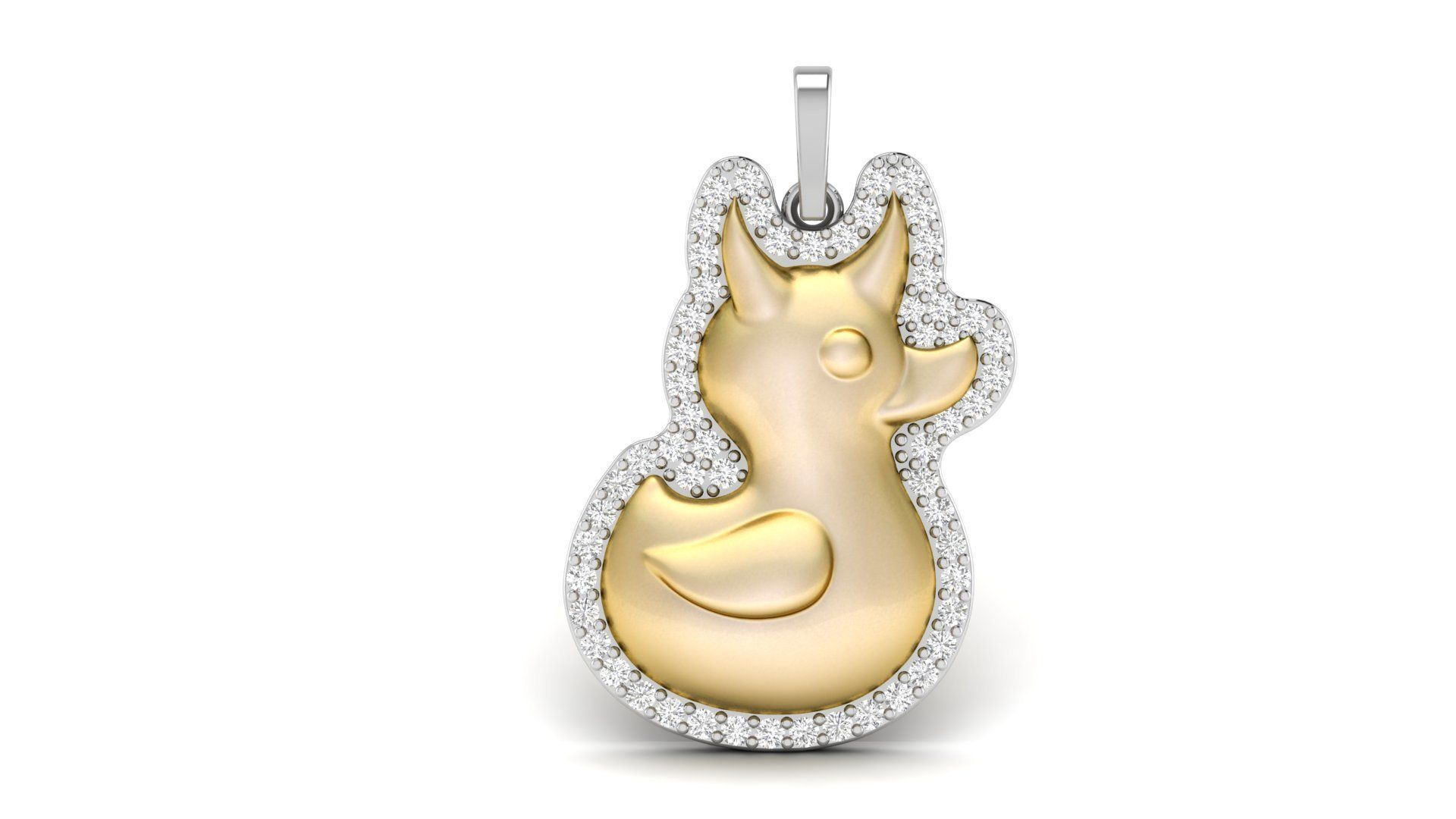 Duck With Horns Diamond Pendant  3D print model_2