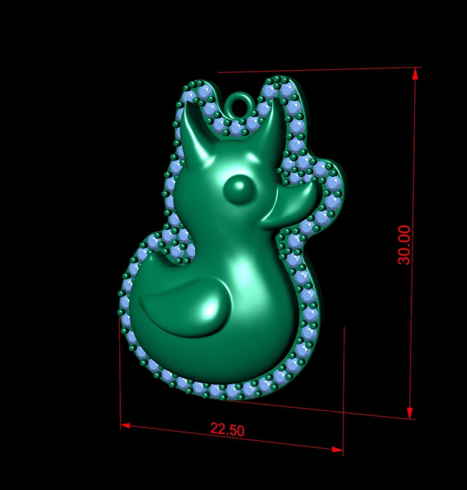 Duck With Horns Diamond Pendant  3D print model_6