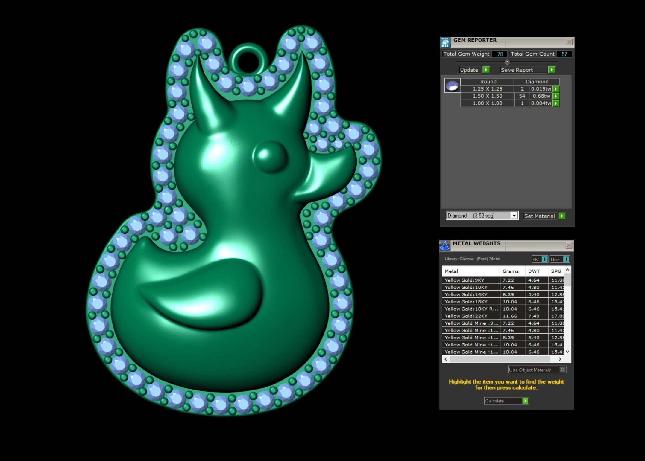 Duck With Horns Diamond Pendant  3D print model_1