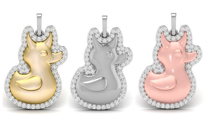 Duck With Horns Diamond Pendant  3D print model