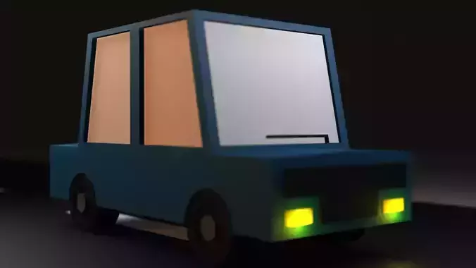 Cartoon Blue Low Poly Car