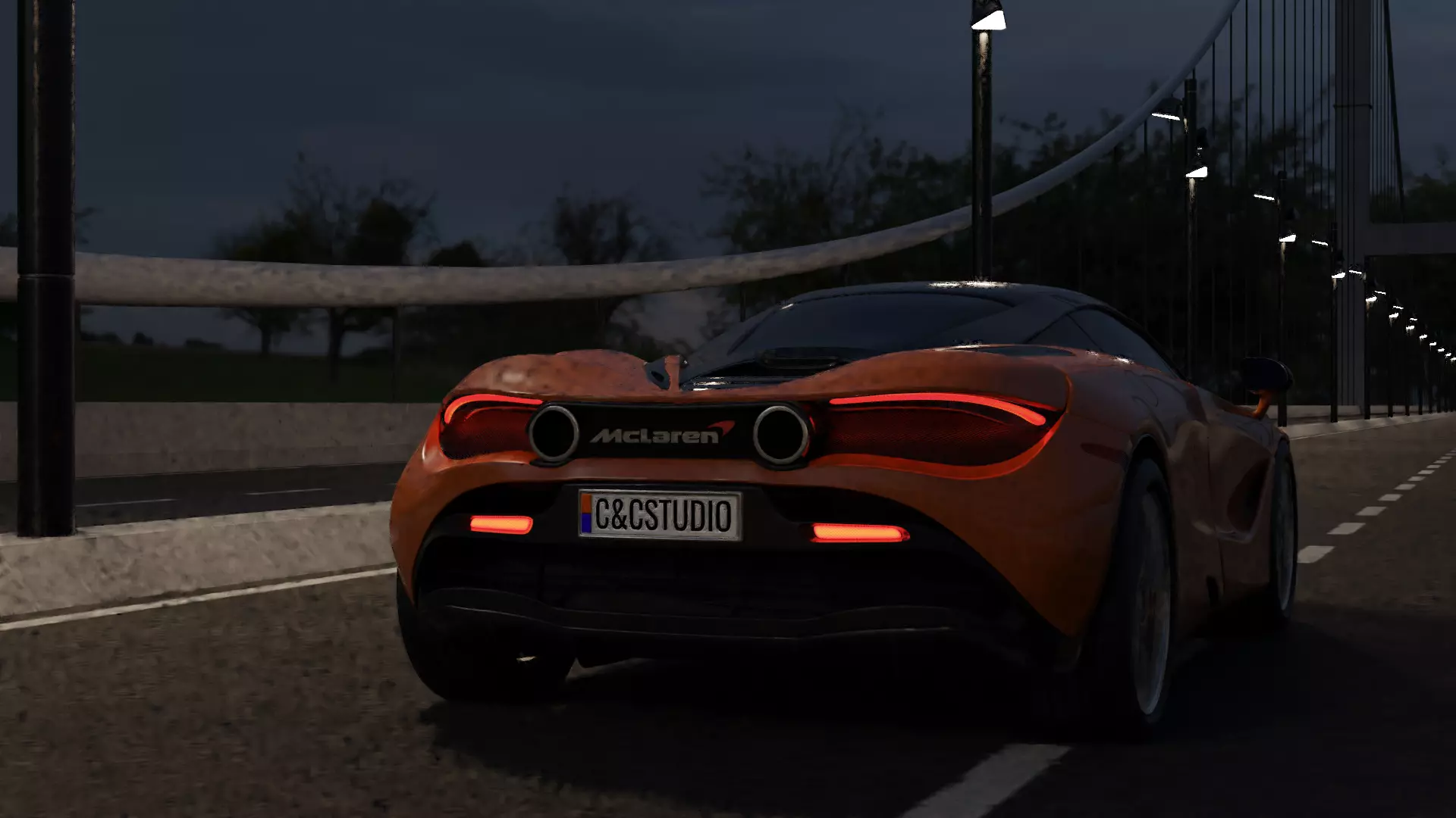  animated car driving on the road Low-poly 3D model_0