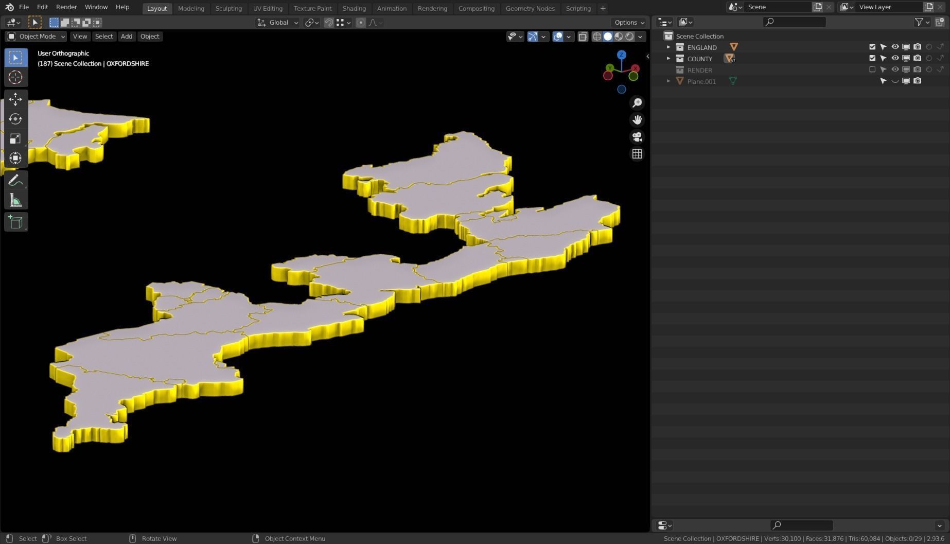ENGLAND POLITICAL MAP LAYOUT Low-poly 3D model_12