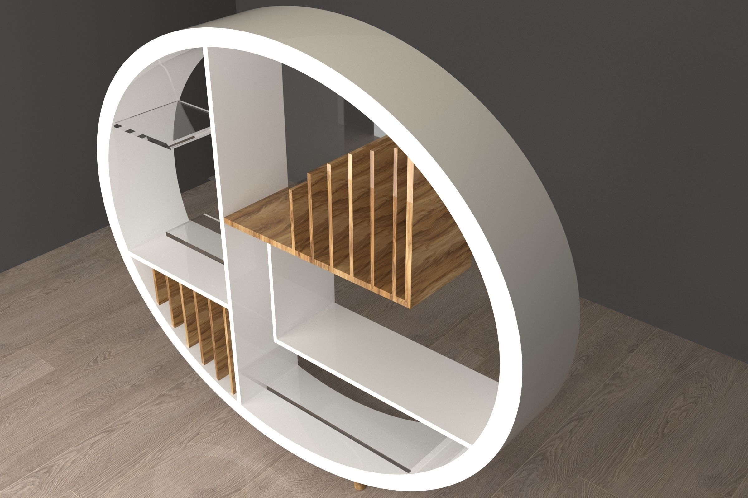 Modern bookcase  3D model_1